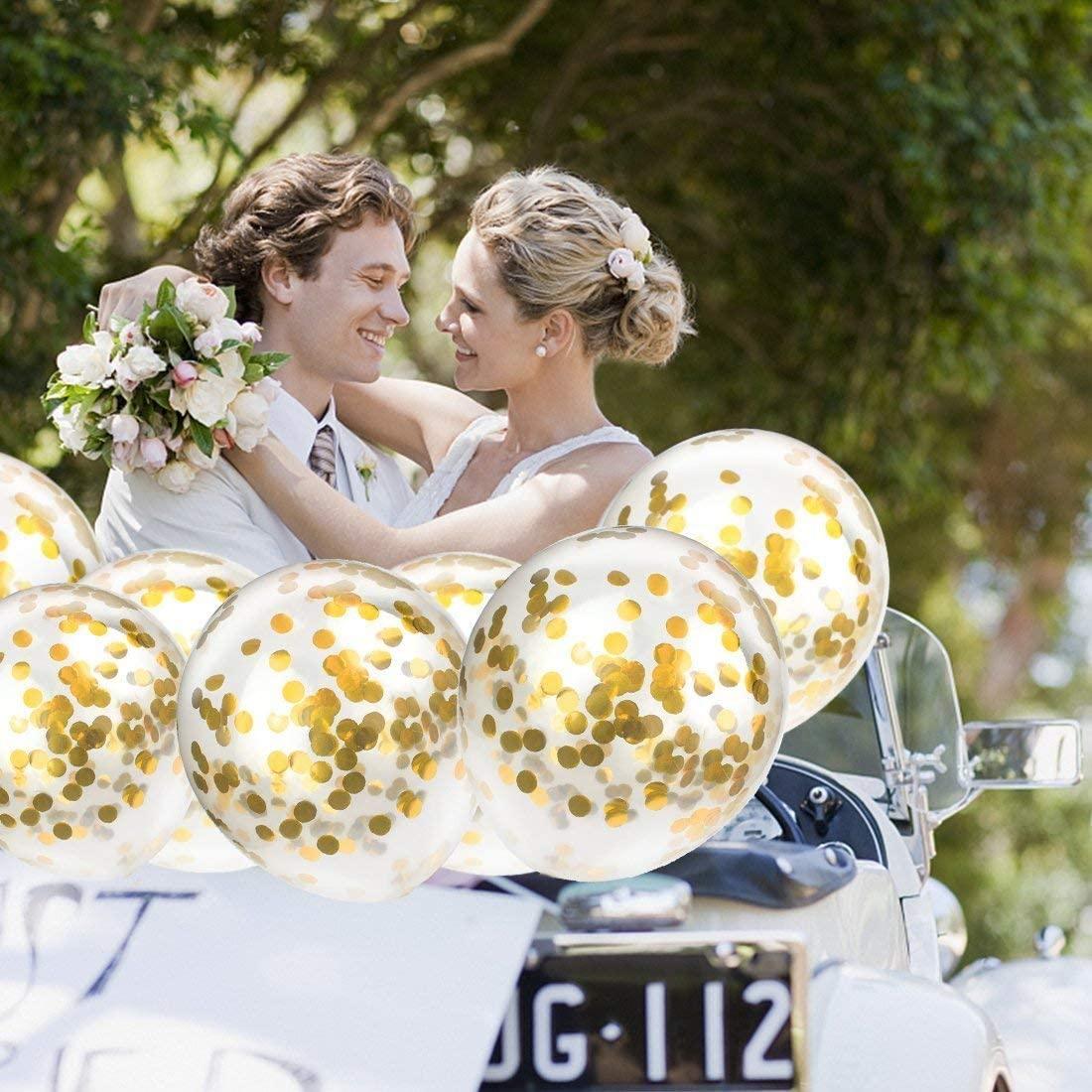 Gold Confetti Balloons - Pack of 5 ALL PARTY SUPPLIES Pretty UR Party