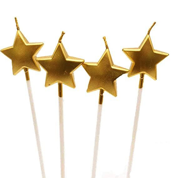 Golden Star Candle - Pack of 4 THEME PARTIES Pretty UR Party