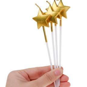 Golden Star Candle - Pack of 4 THEME PARTIES Pretty UR Party