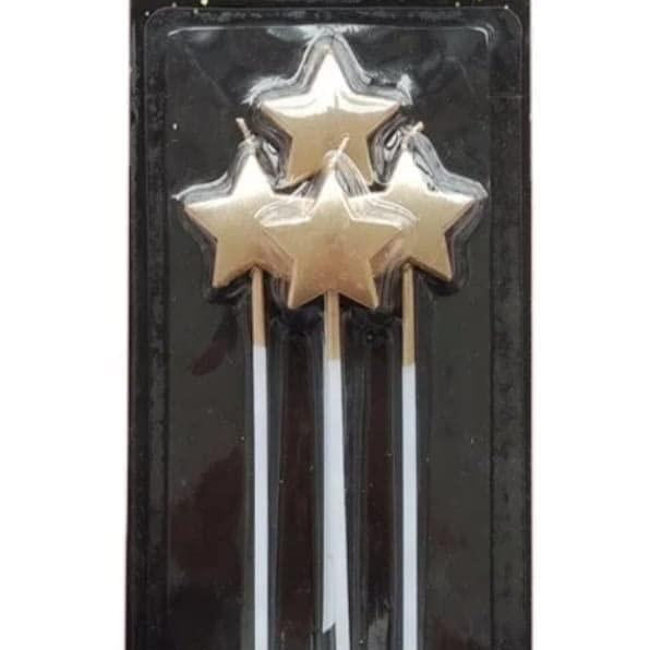 Golden Star Candle - Pack of 4 THEME PARTIES Pretty UR Party