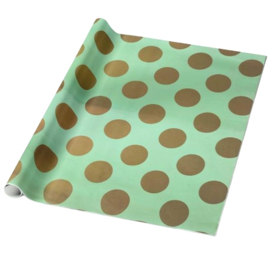 Mint green and gold polka dots Wrapping paper (pack of 5) RETURN GIFTS Pretty UR Party