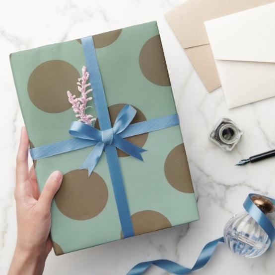 Mint green and gold polka dots Wrapping paper (pack of 5) RETURN GIFTS Pretty UR Party