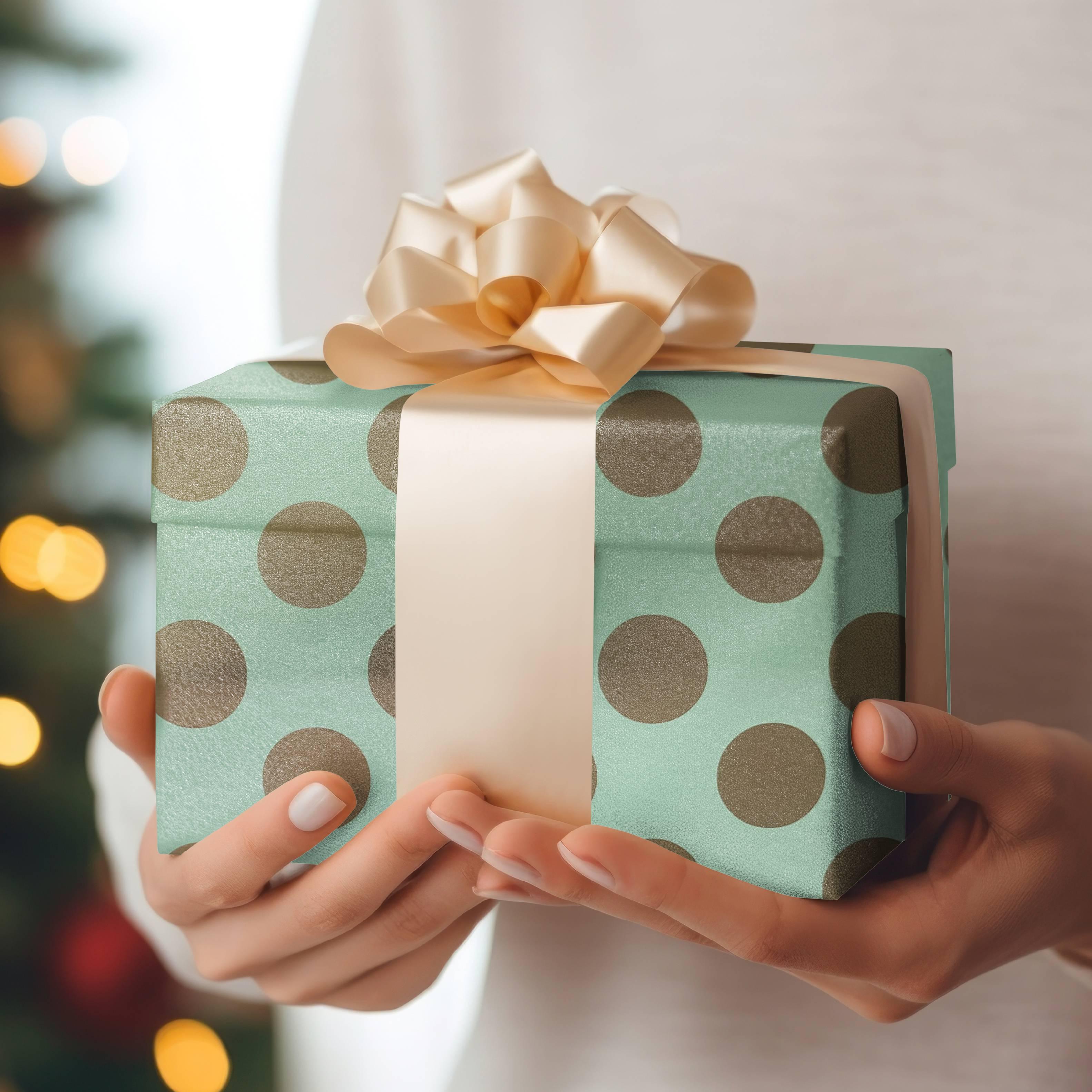 Mint green and gold polka dots Wrapping paper (pack of 5) RETURN GIFTS Pretty UR Party