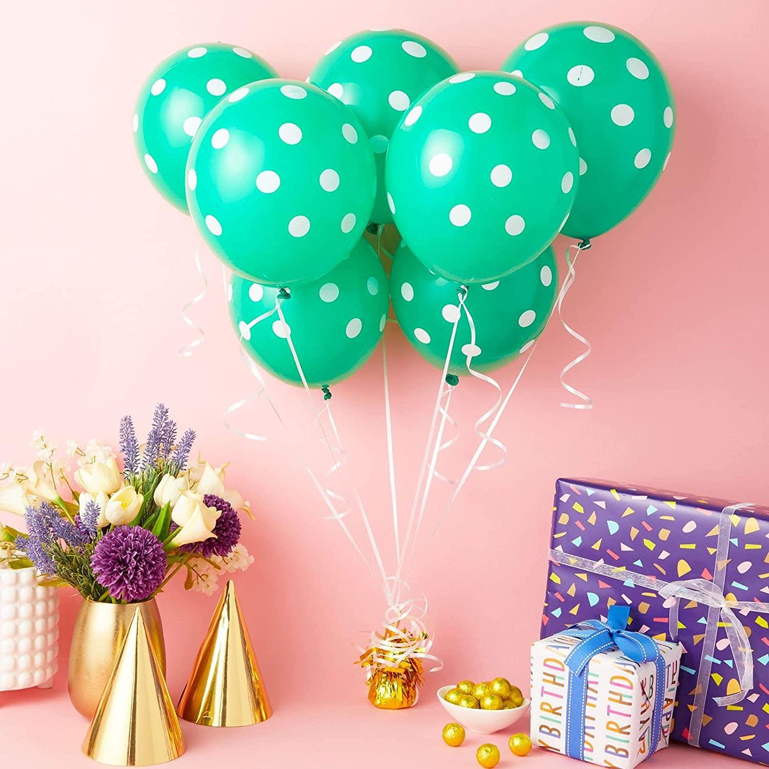 Green Polka Dots Latex Balloons  - Pack of 25 THEME PARTIES Pretty UR Party