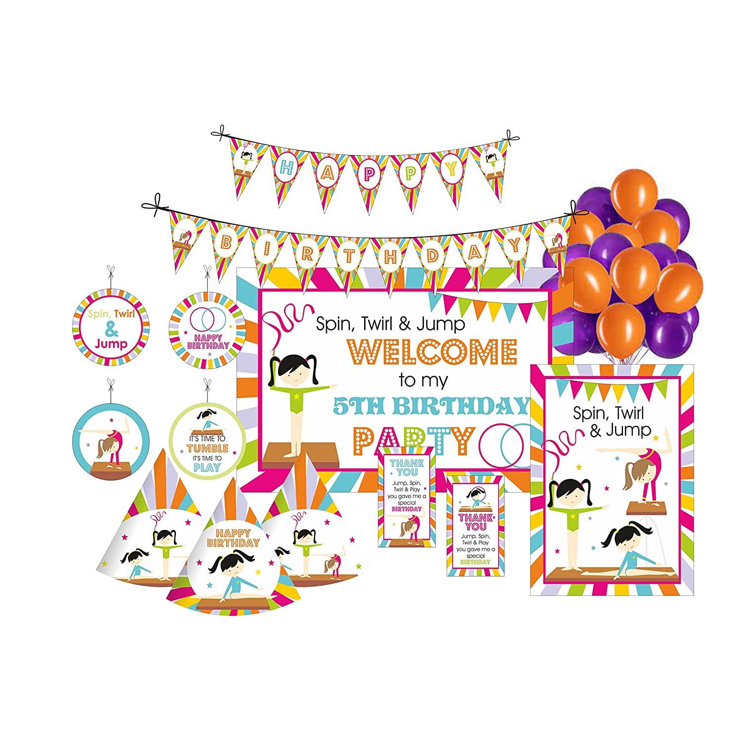 Gymnastics theme Party Decorations Kit - 80 Pieces Combo Pack BIRTHDAYS Pretty UR Party