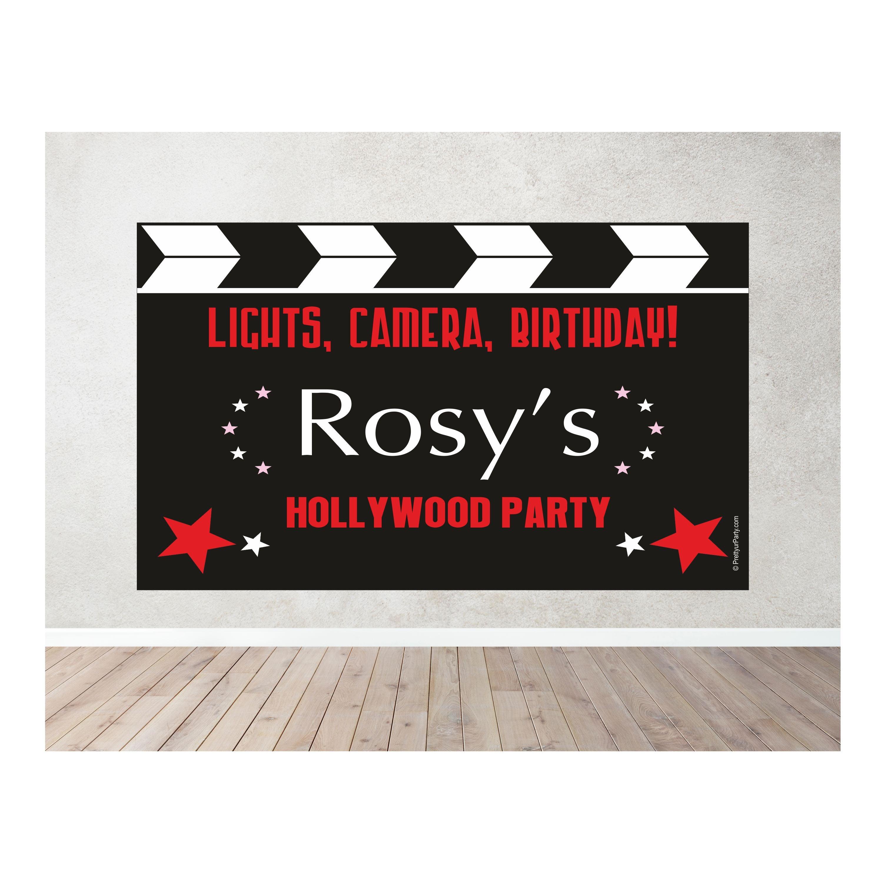 Hollywood Theme Backdrop PERSONALISED Pretty UR Party