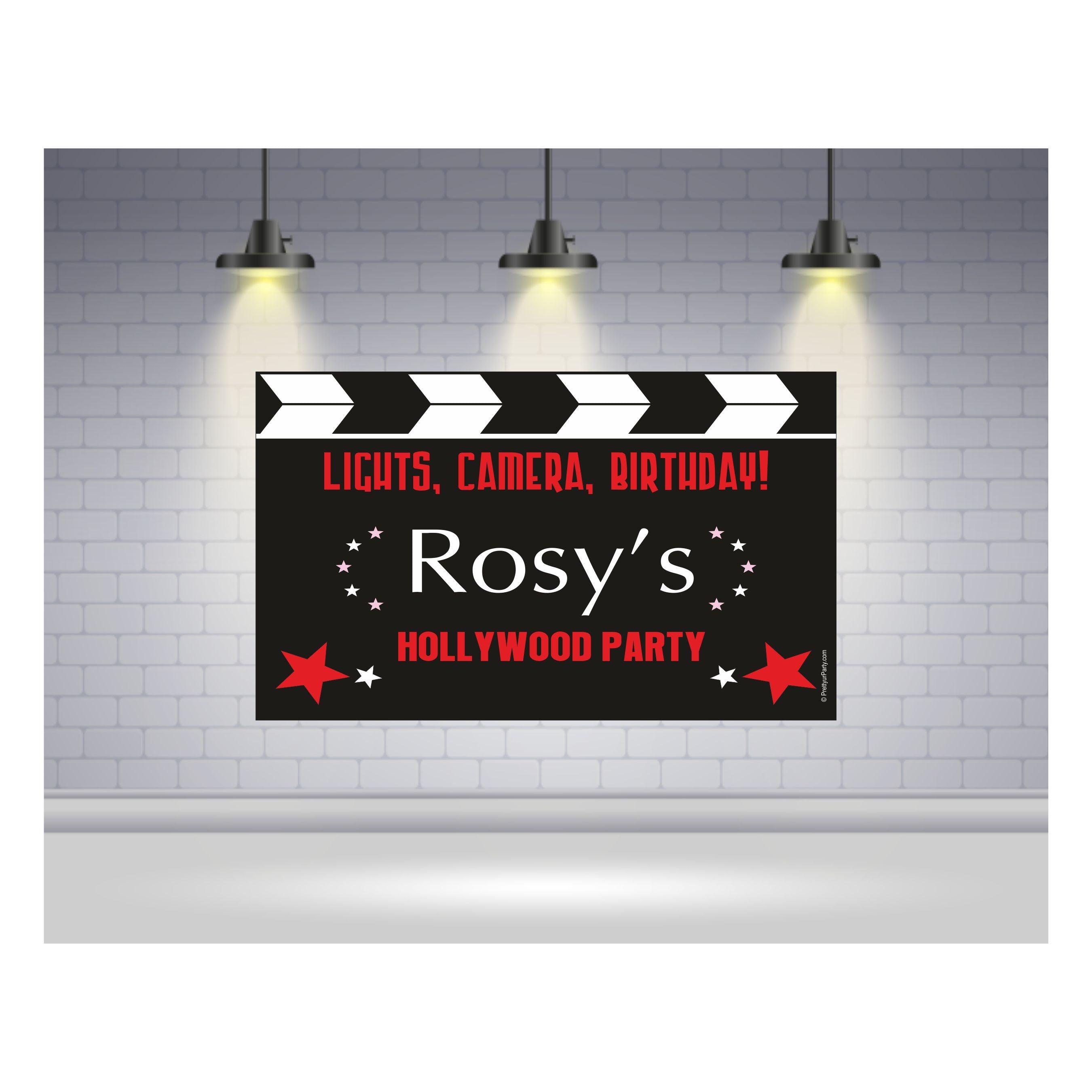 Hollywood Theme Backdrop PERSONALISED Pretty UR Party