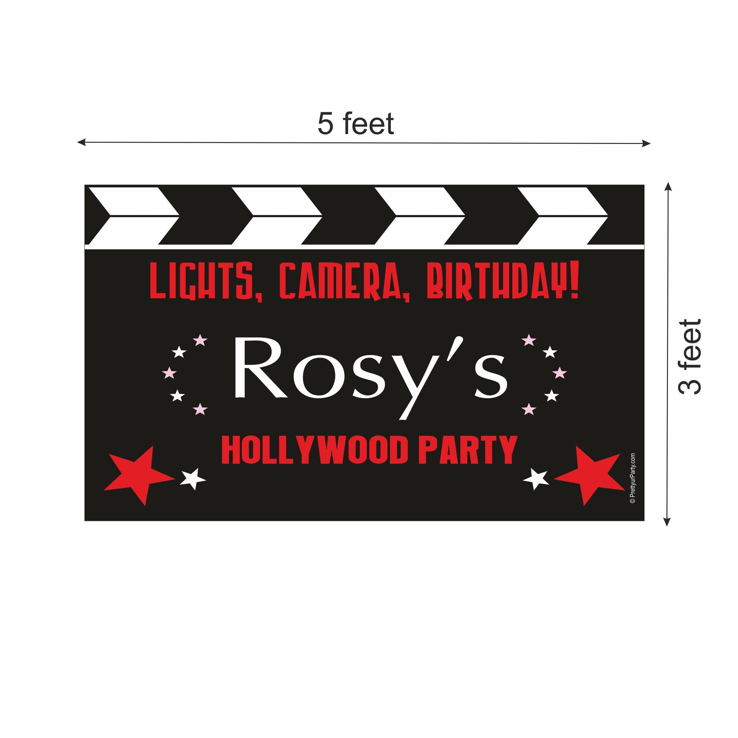 Hollywood Theme Backdrop PERSONALISED Pretty UR Party