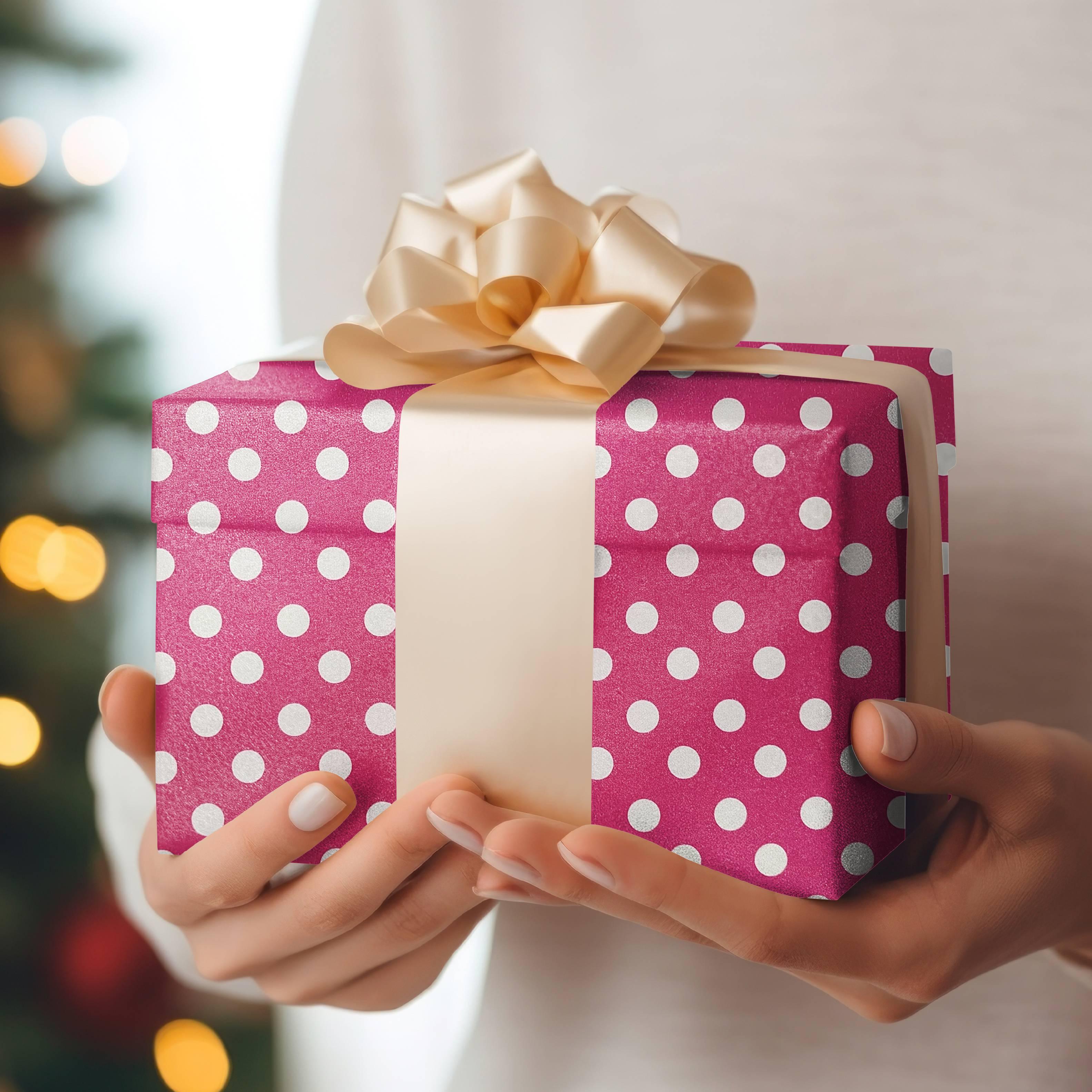 Dark Pink polka dots Wrapping paper (pack of 5) RETURN GIFTS Pretty UR Party