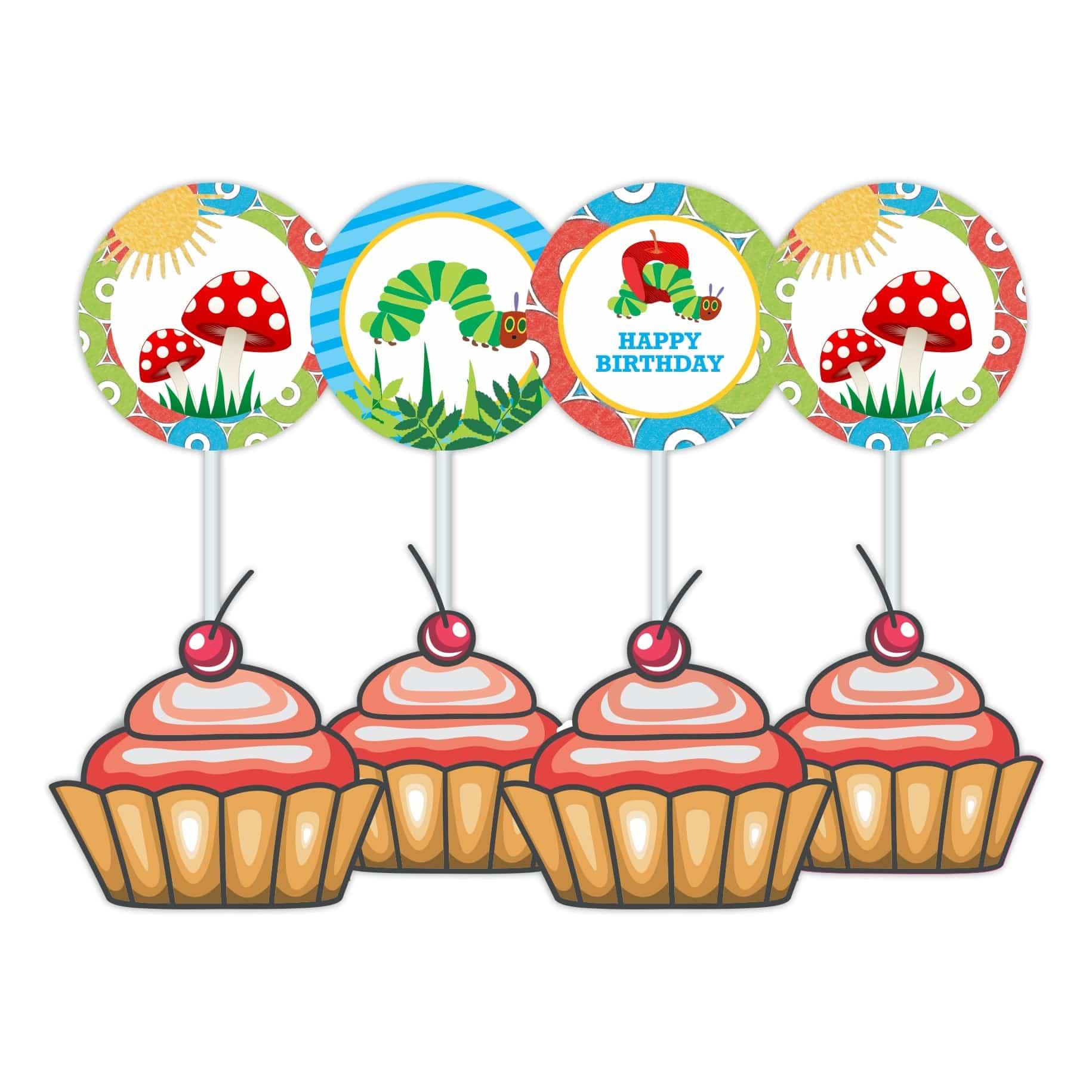 The Hungry Caterpillar Cupcake Toppers THEME PARTIES Pretty UR Party