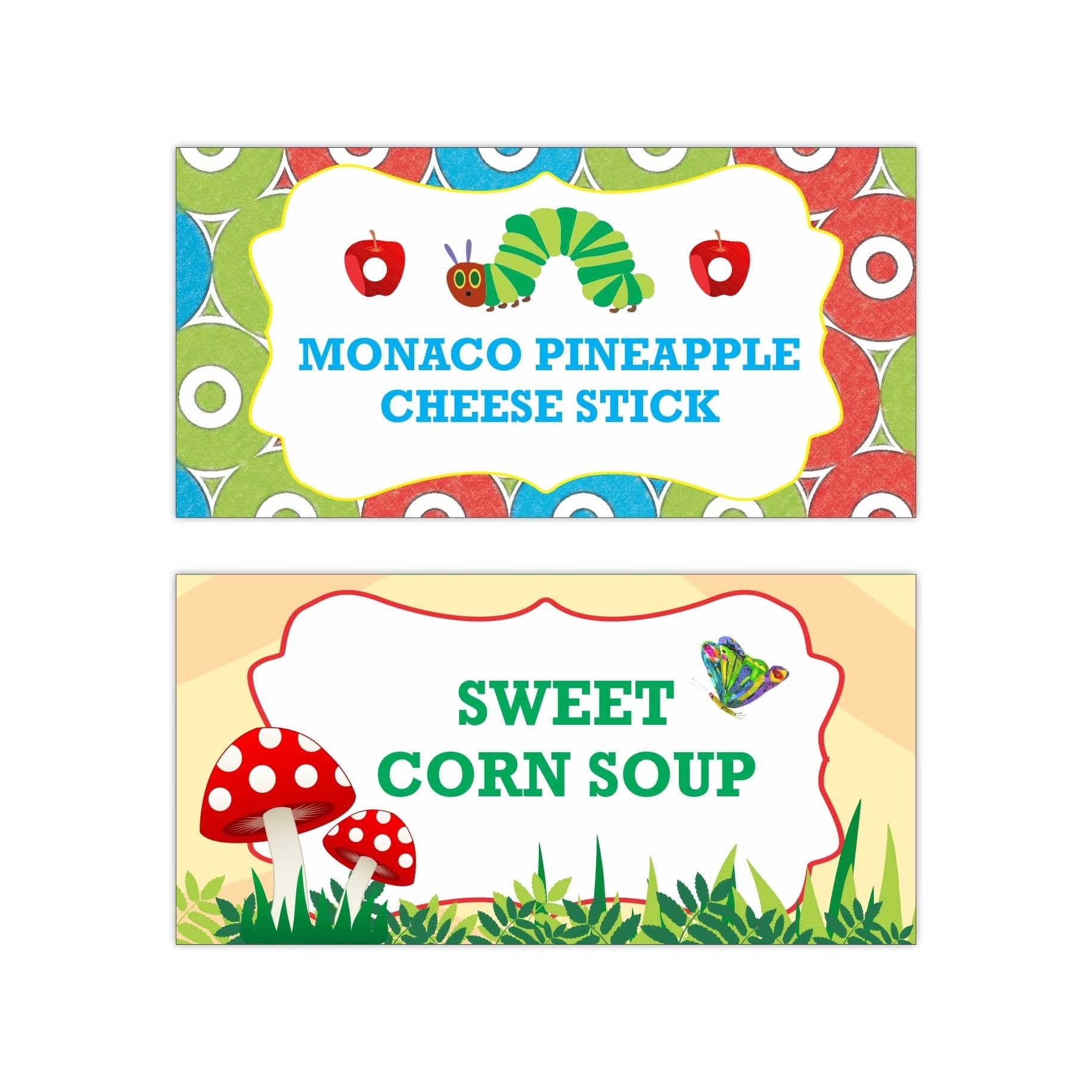 The Hungry Caterpillar Food Labels / Buffet Table Cards THEME PARTIES Pretty UR Party