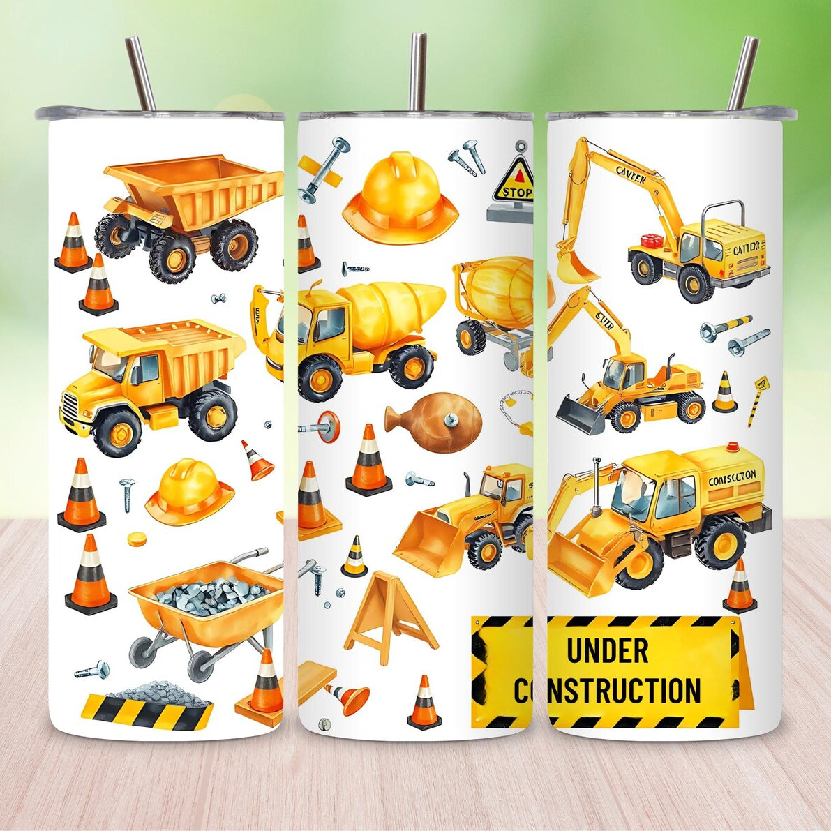 Construction theme Slim Tumbler - Pack of 1 Construction theme Slim Tumbler - Pack of 1