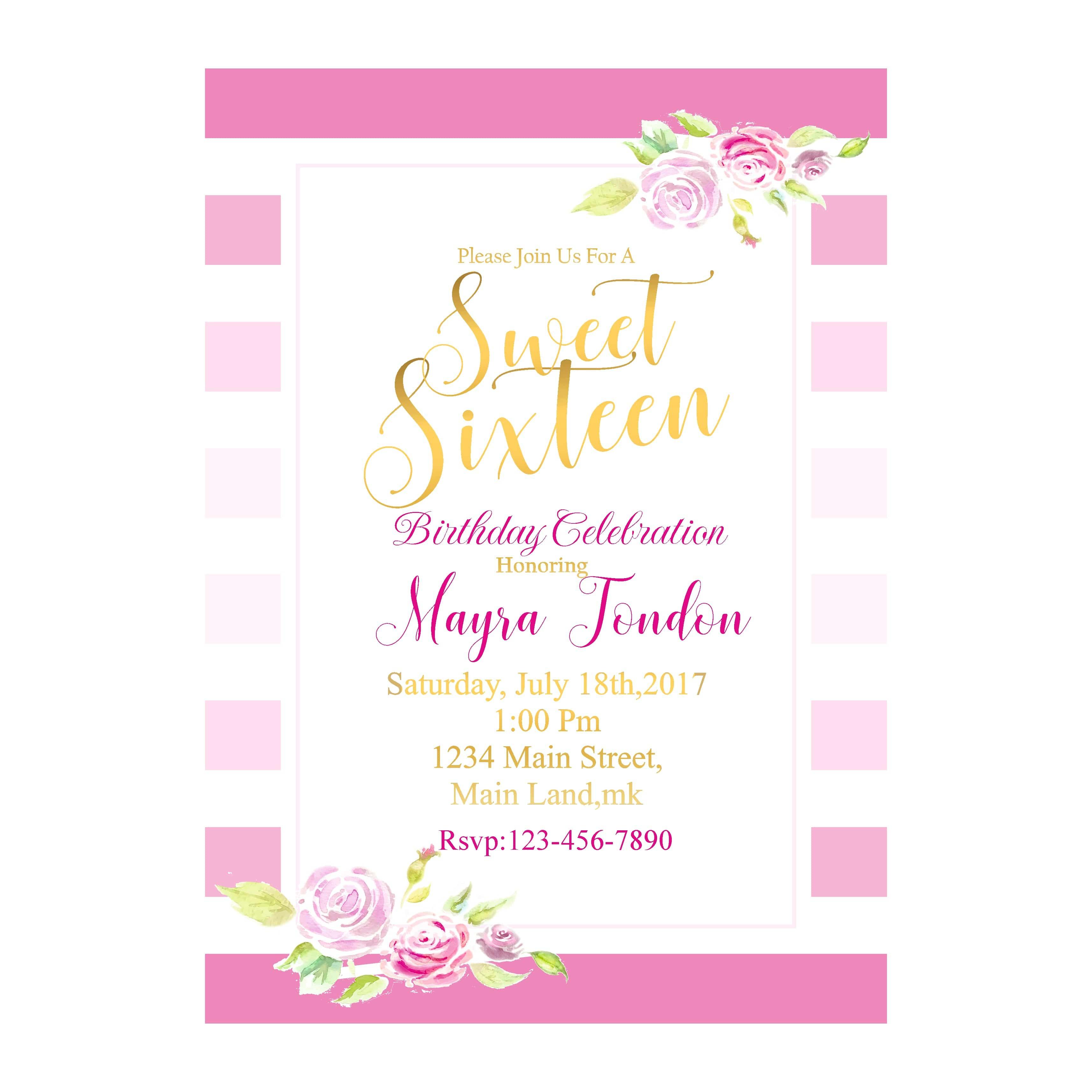 Sweet Sixteen Theme Invitations ALL PARTY SUPPLIES Pretty UR Party