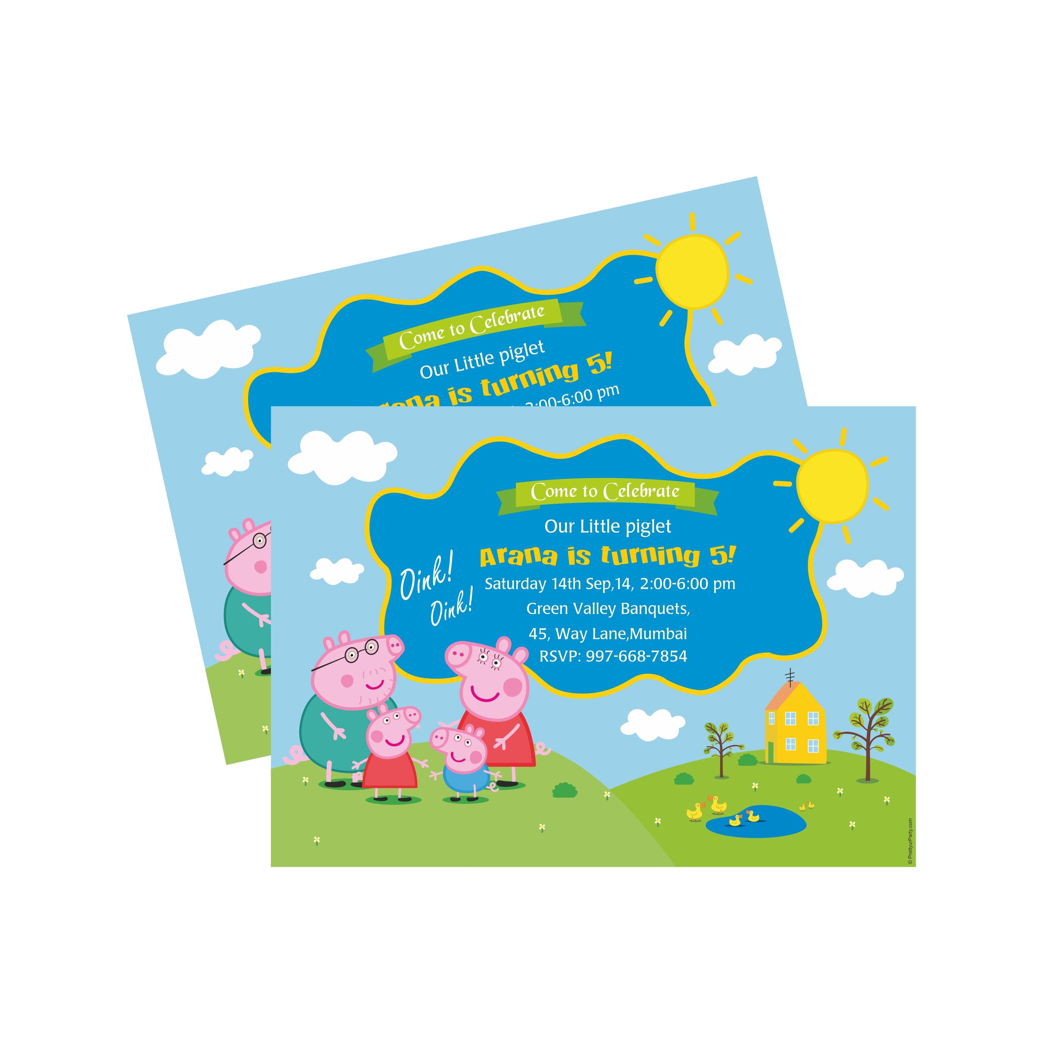 Peppa pig Inspired Invitations THEME PARTIES Pretty UR Party