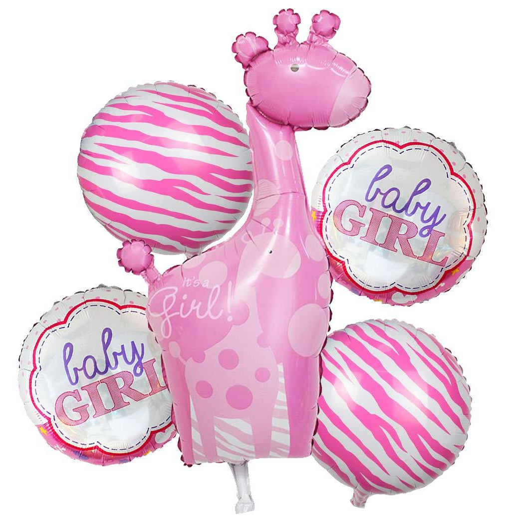 Its a Girl Giraffe Balloon - 5 pieces Set ALL PARTY SUPPLIES Pretty UR Party