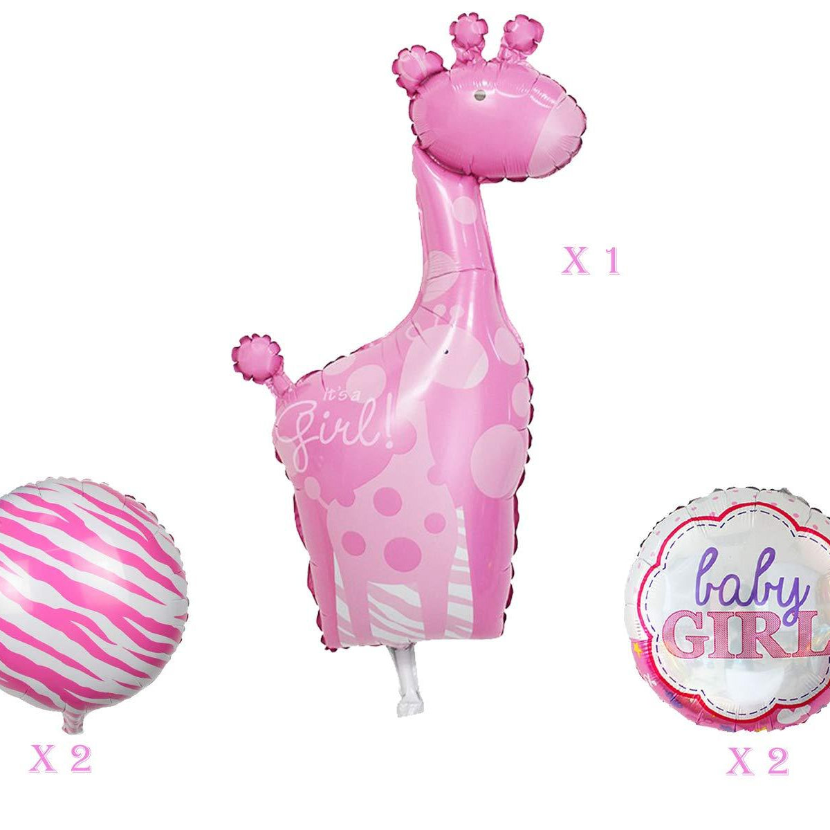 Its a Girl Giraffe Balloon - 5 pieces Set ALL PARTY SUPPLIES Pretty UR Party