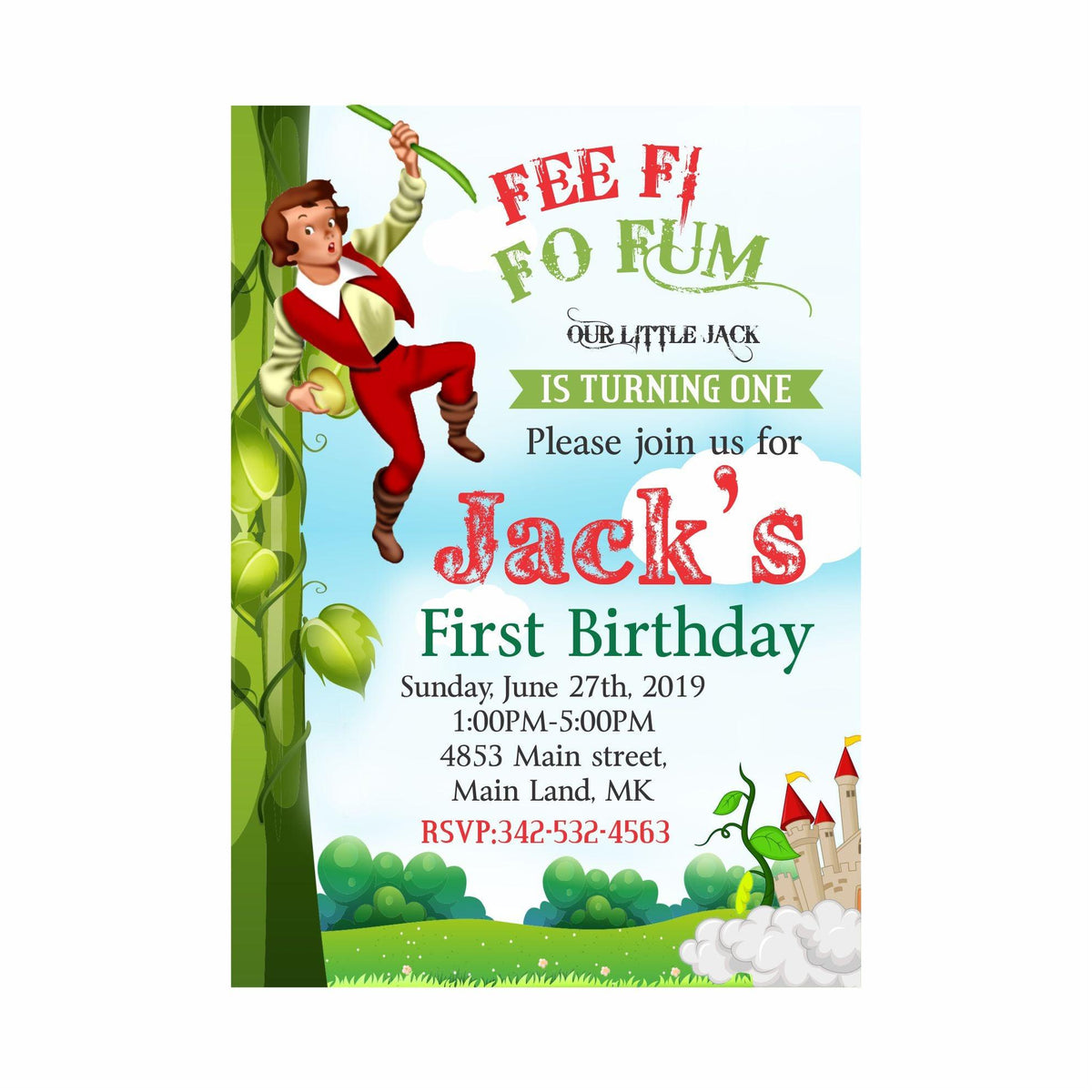 Jack & The Beanstalk Theme Invitations | Jack & The Beanstalk Invites ...