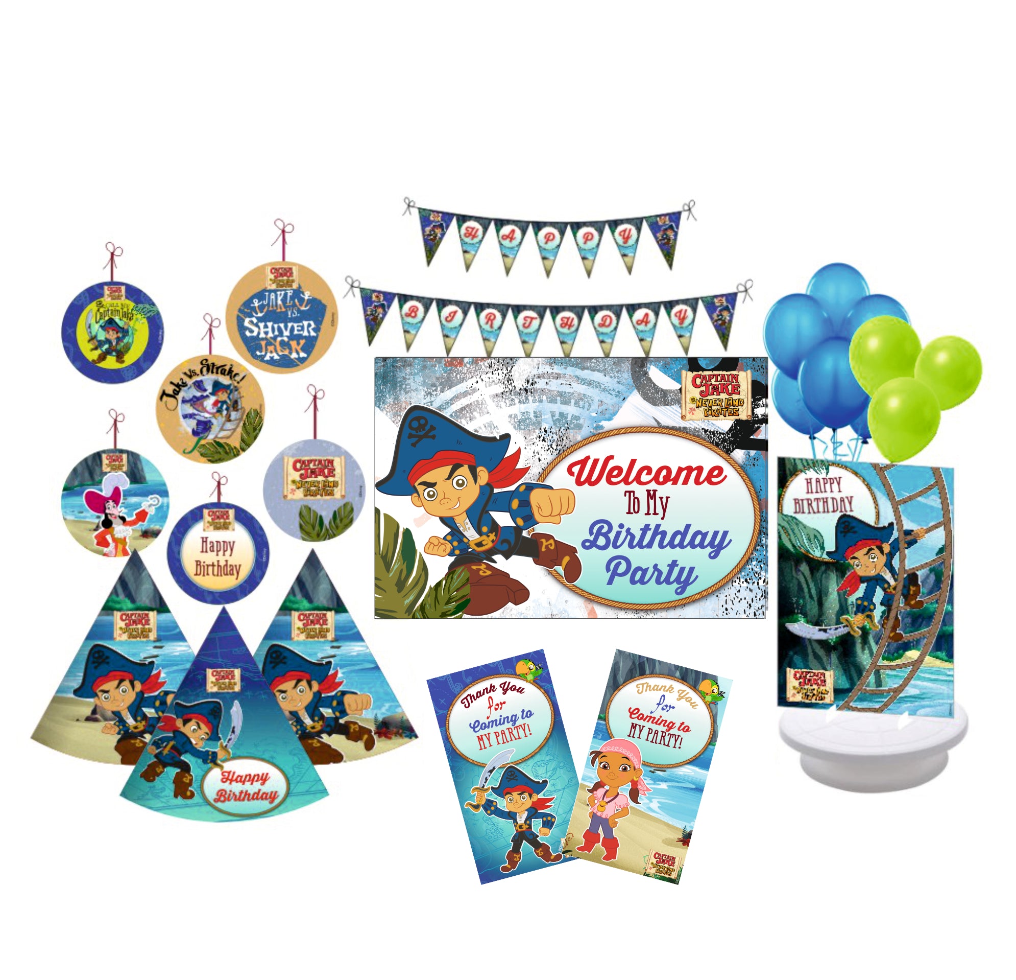Disney Captain Jake and the Neverland Pirates Party Decorations Kit - 80 pieces combo pack THEME PARTIES Pretty UR Party