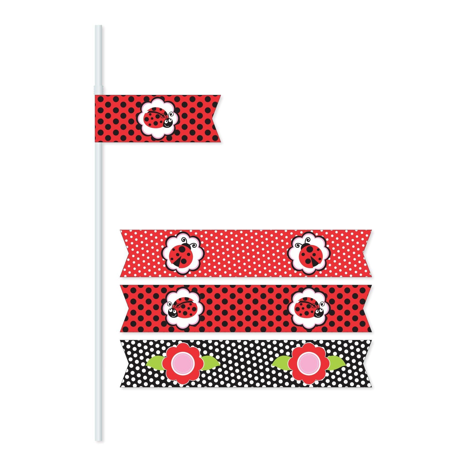 Lady Bug Straws THEME PARTIES Pretty UR Party