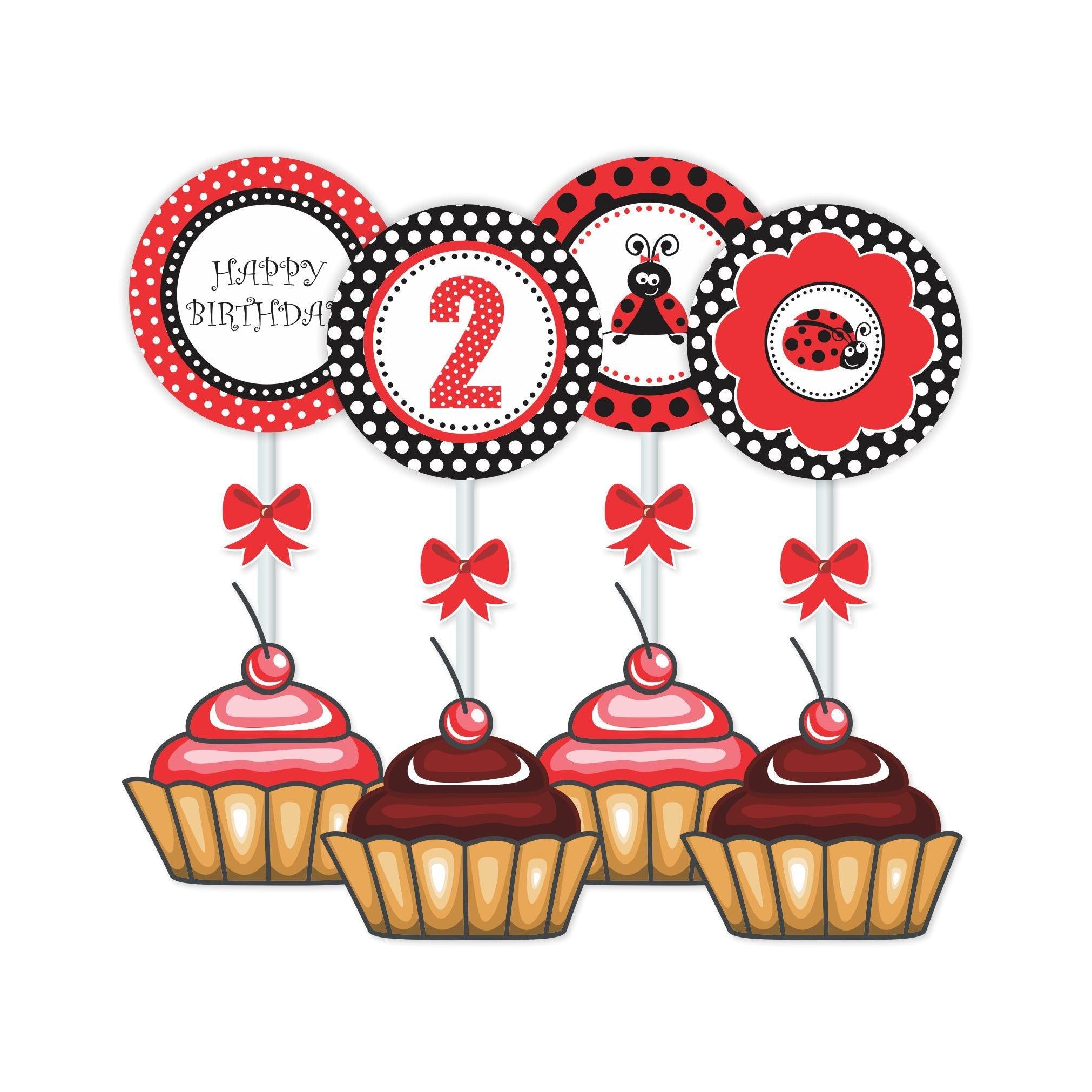 Lady Bug Cupcake / Food Toppers THEME PARTIES Pretty UR Party
