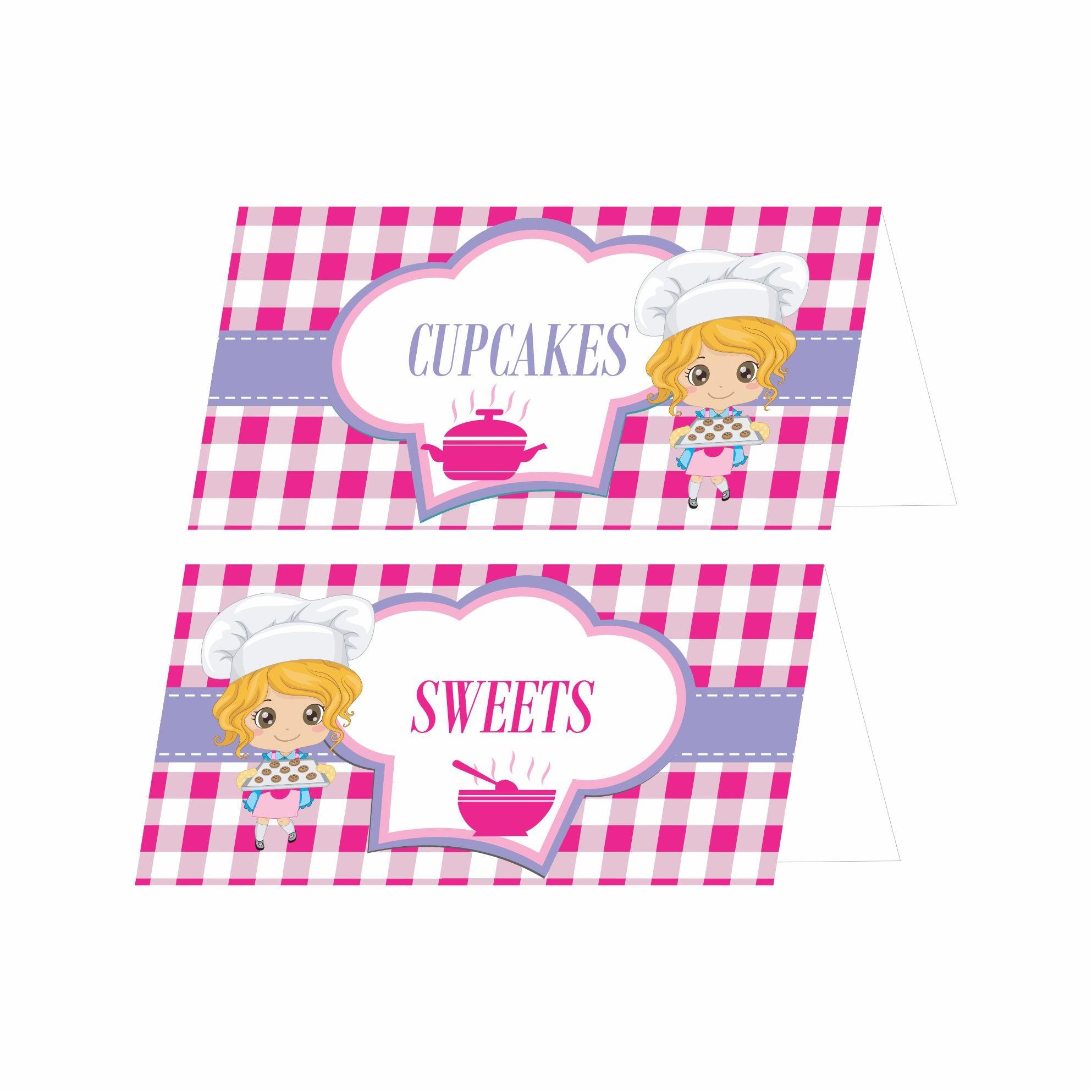 Little Baker Theme Food Labels / Buffet Table Cards THEME PARTIES Pretty UR Party