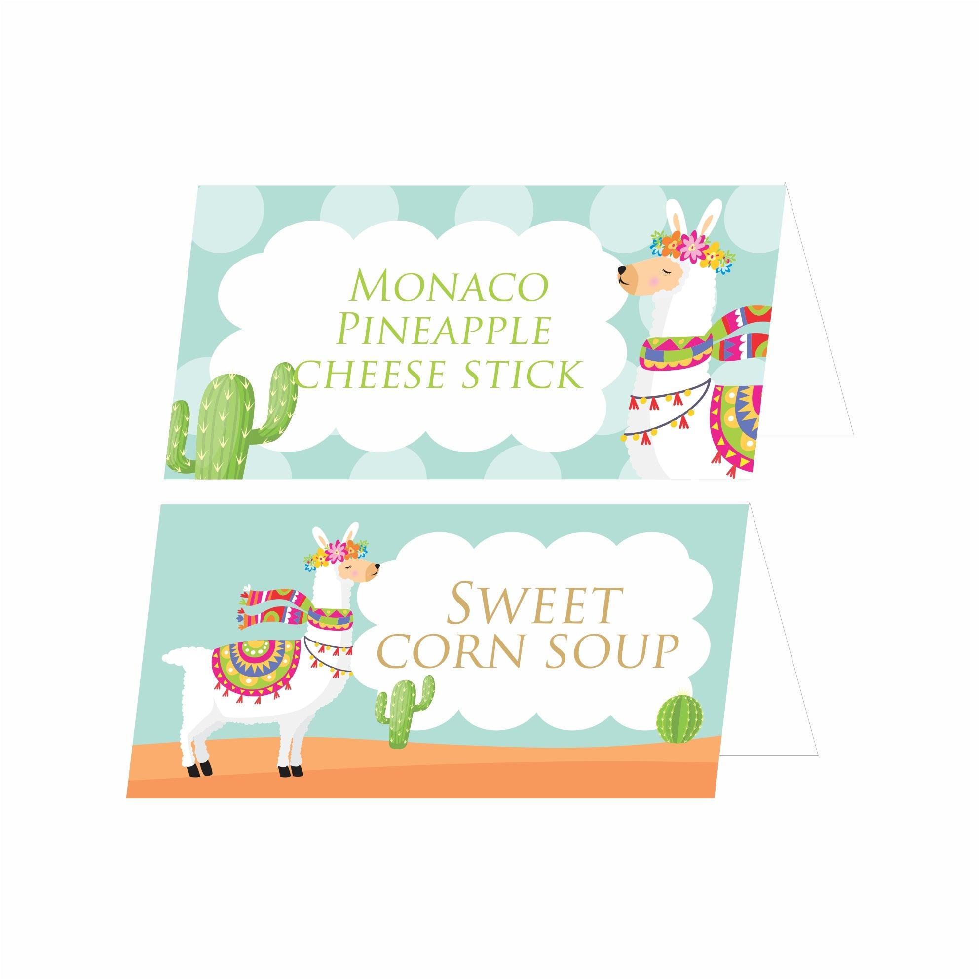 Llama Theme Food Labels / Buffet Table Cards THEME PARTIES Pretty UR Party