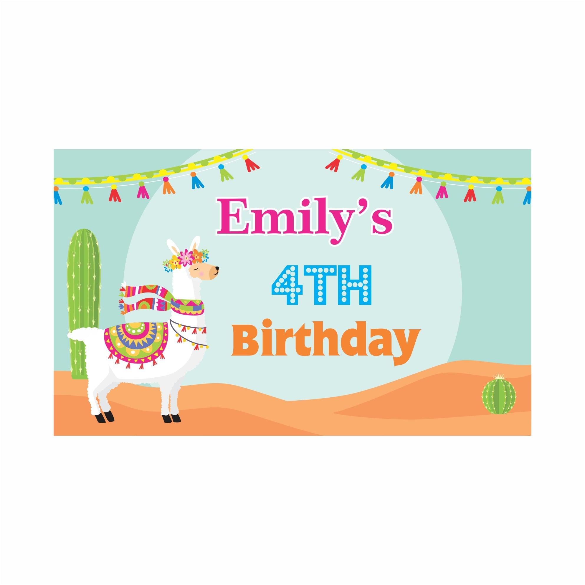 Llama Theme Backdrop PERSONALISED Pretty UR Party