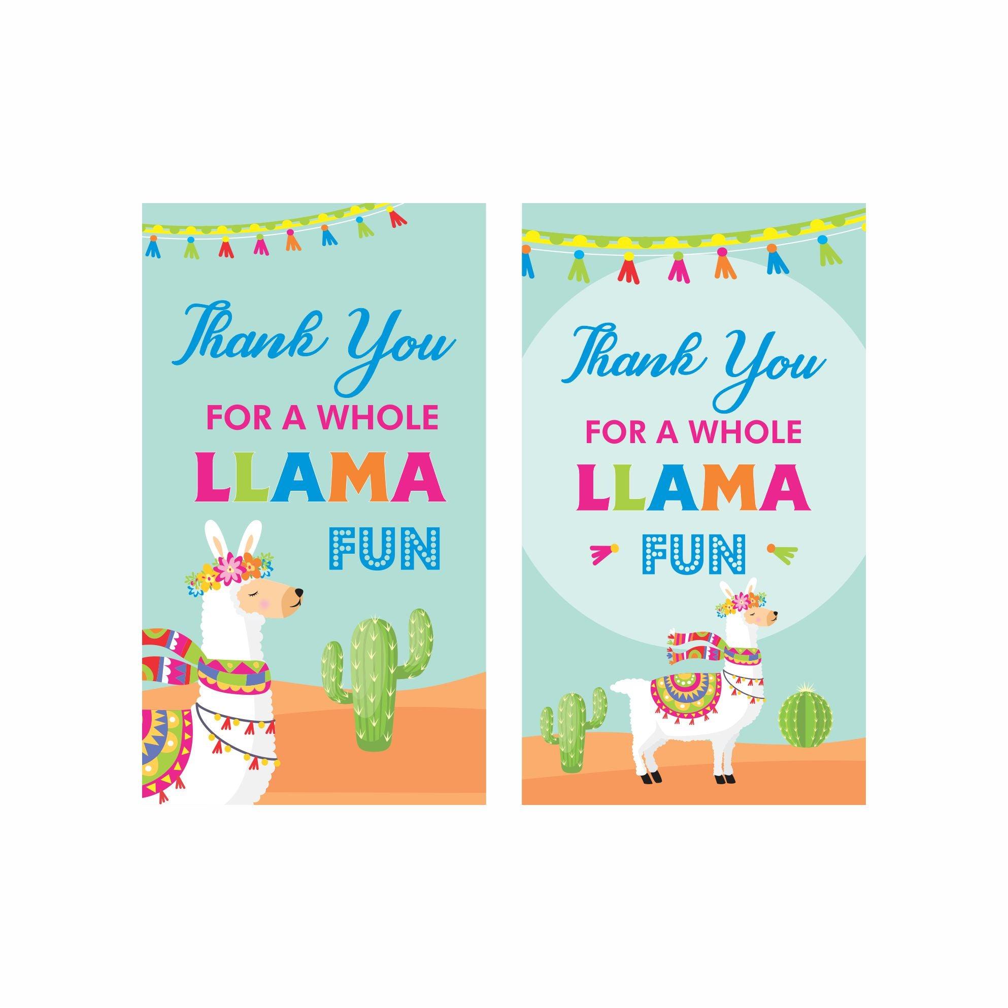 Llama Theme Thank you Tags THEME PARTIES Pretty UR Party