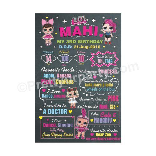 LOL Surprise Theme Chalkboard Poster PERSONALISED Pretty UR Party
