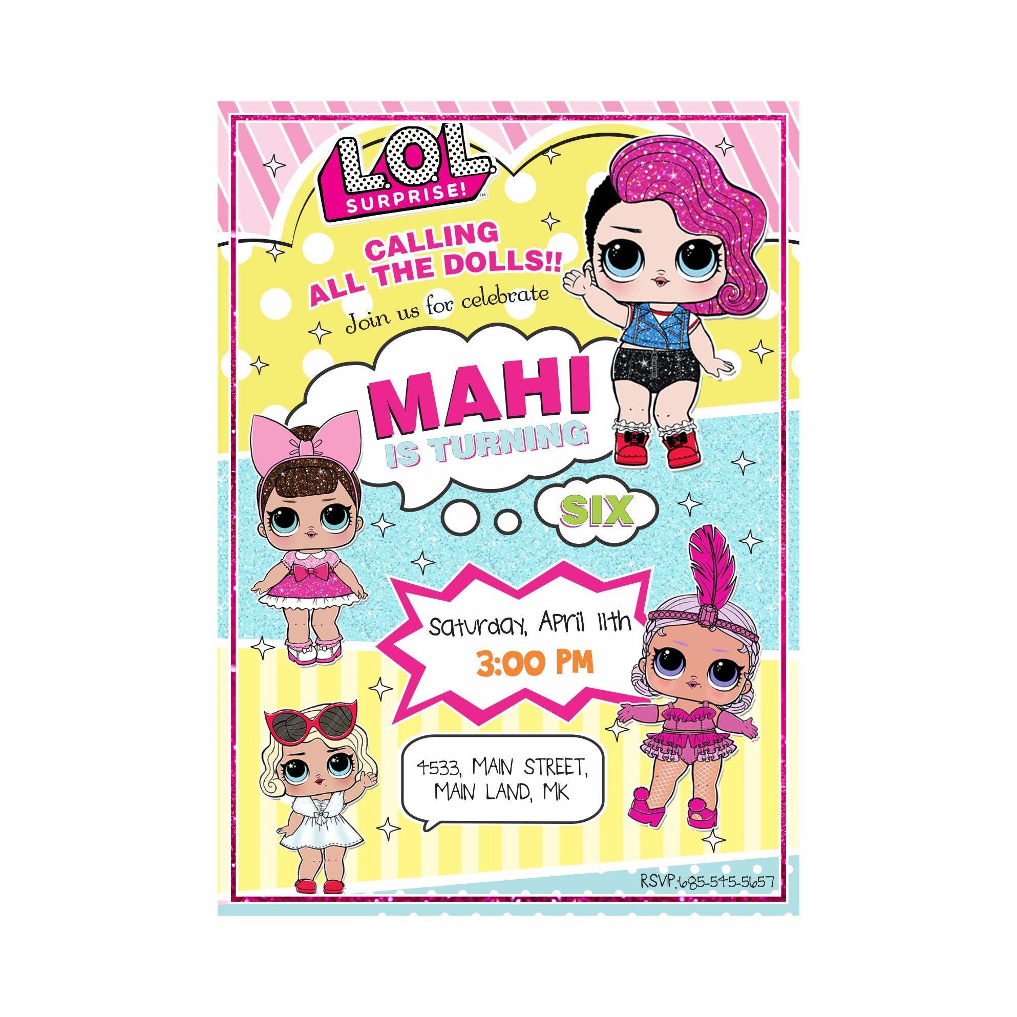 LOL Surprise Theme E-Invitations ALL PARTY SUPPLIES Pretty UR Party