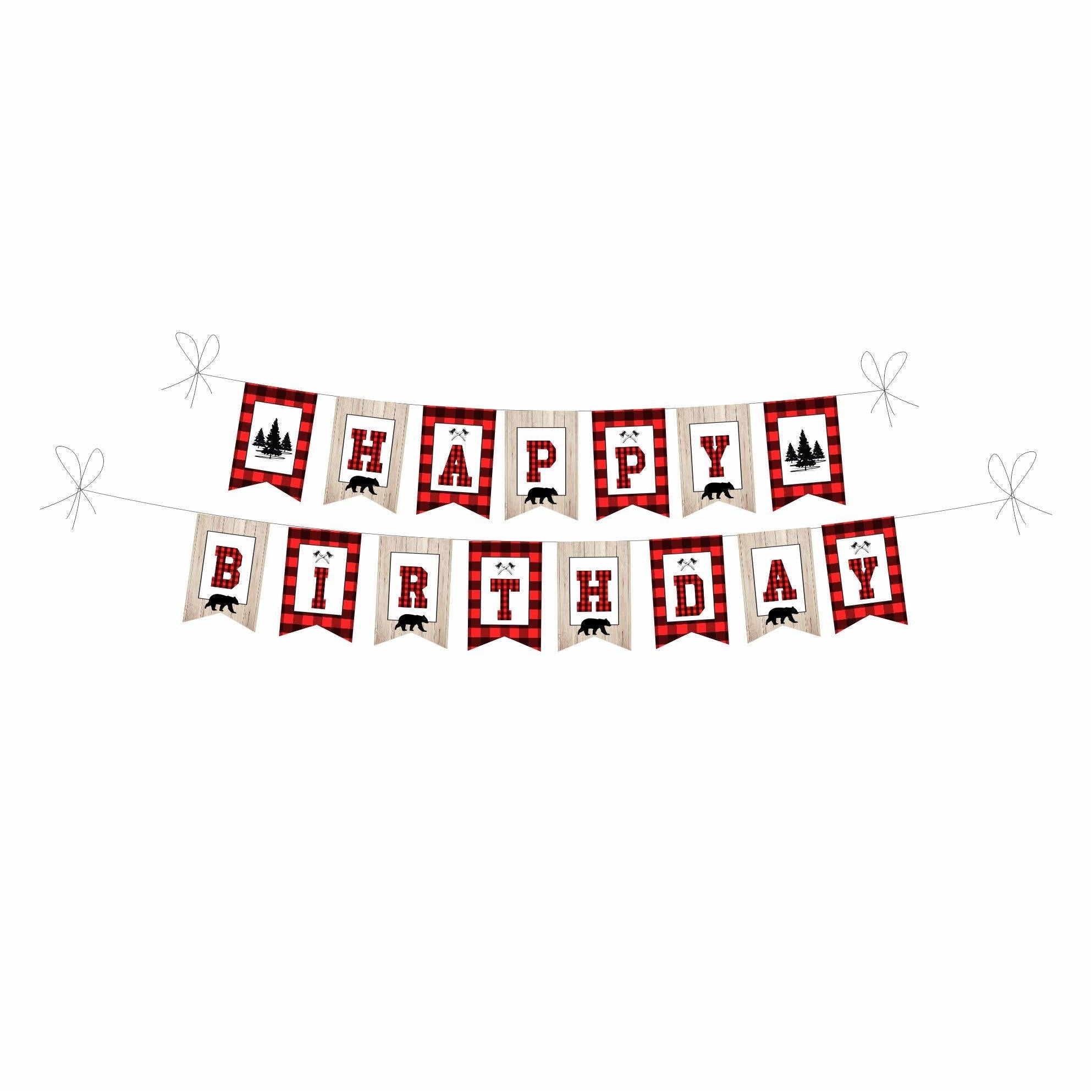 Lumberjack Theme Bunting BIRTHDAYS Pretty UR Party