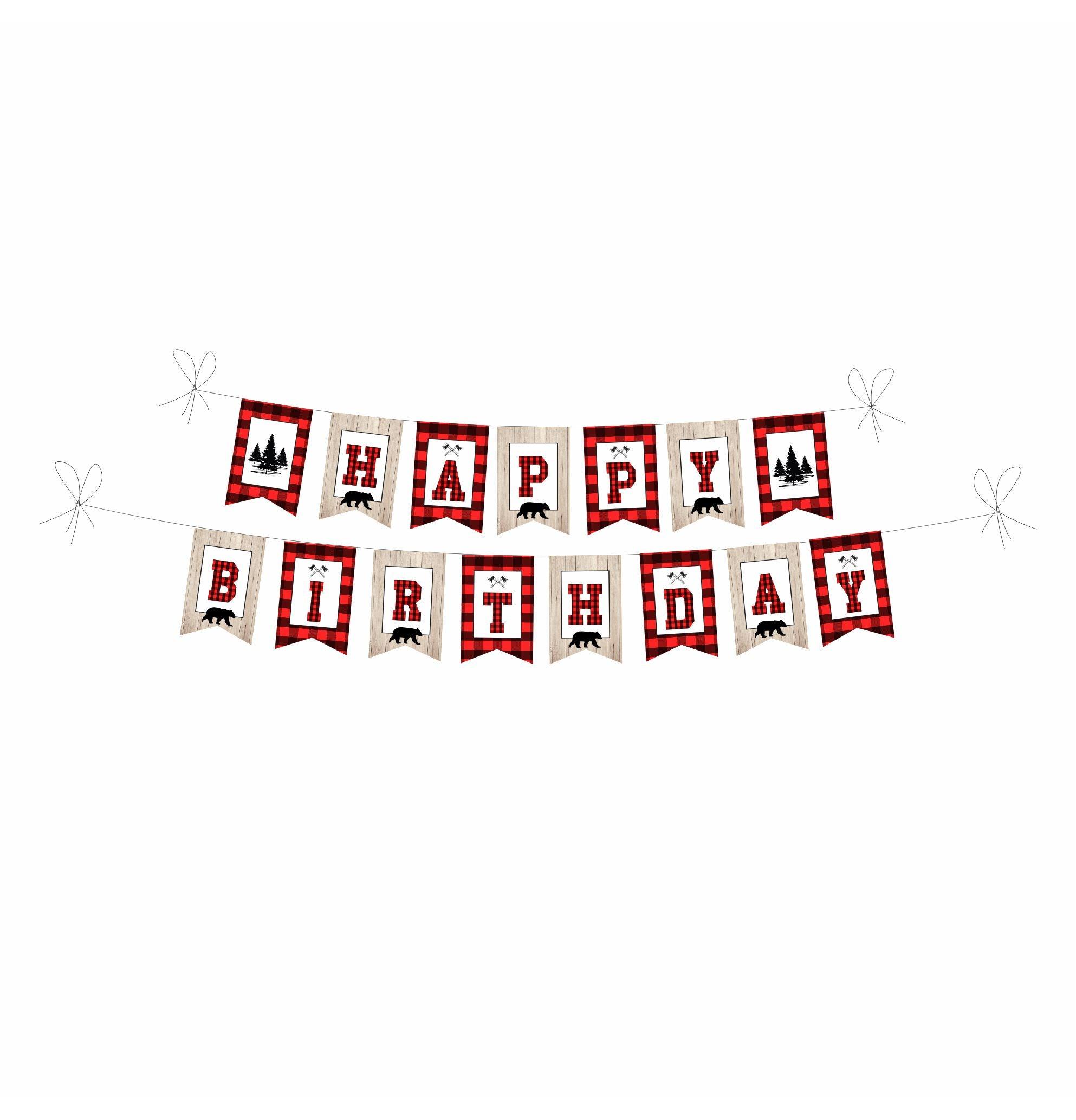Lumberjack Theme Bunting BIRTHDAYS Pretty UR Party