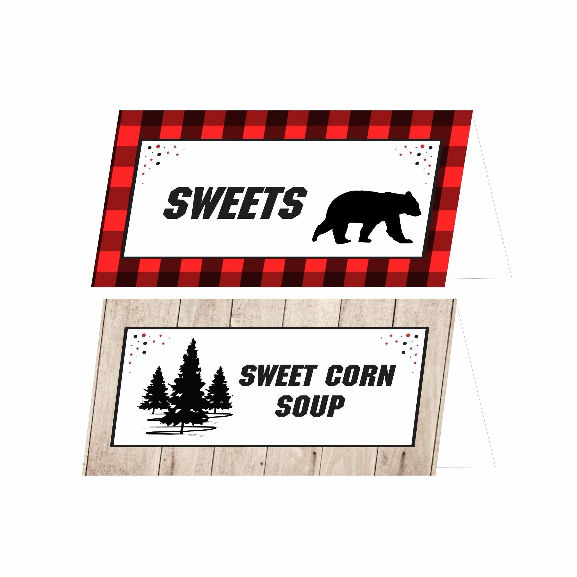 Lumberjack Theme Food Labels / Buffet Table Cards THEME PARTIES Pretty UR Party