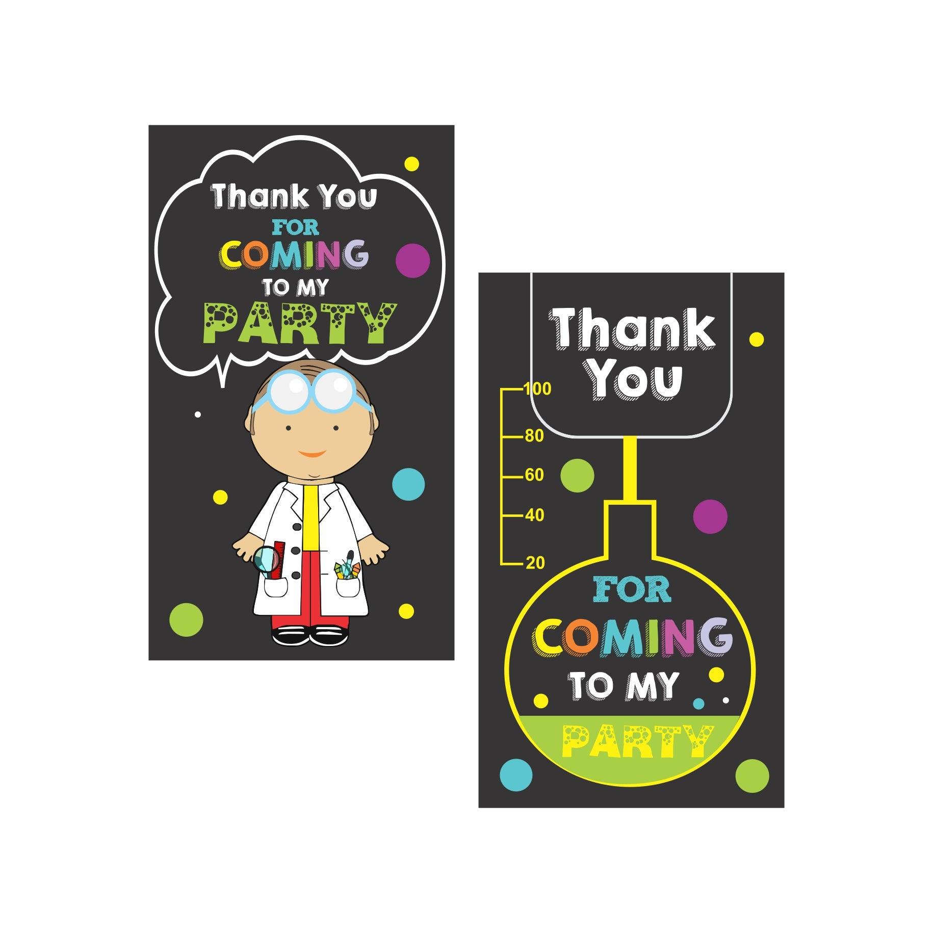 Mad Scientist Theme Thank you Tags THEME PARTIES Pretty UR Party