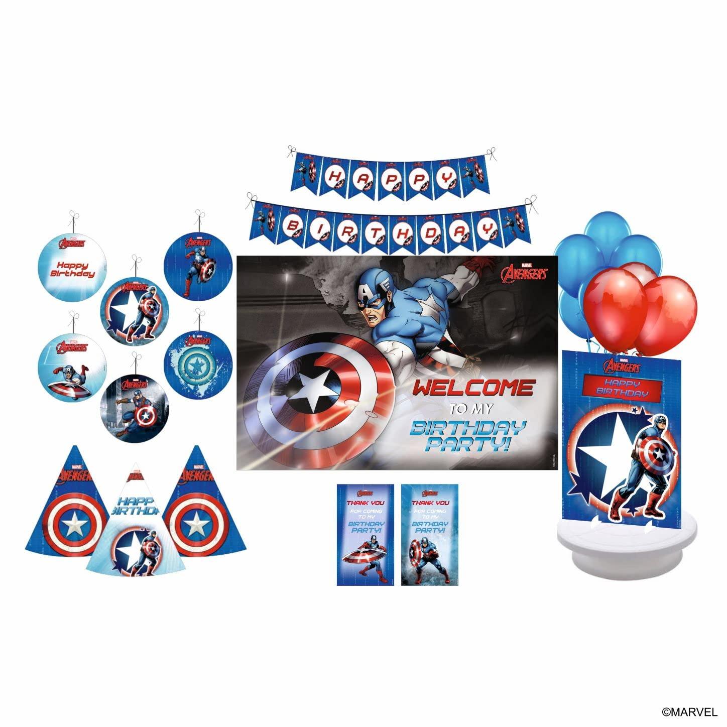 Marvel Captain America Party Decorations Kit - 80 pieces combo pack THEME PARTIES Pretty UR Party