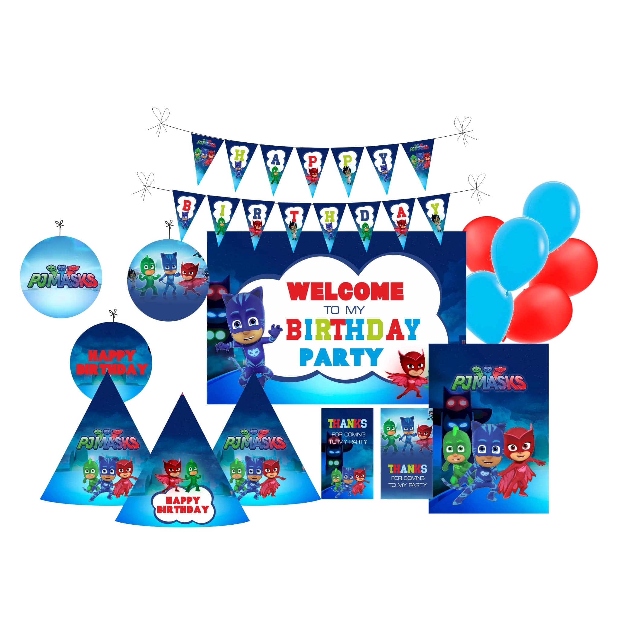 PJ Masks Party Decorations Kit - 80 Pieces Combo Pack BIRTHDAYS Pretty UR Party