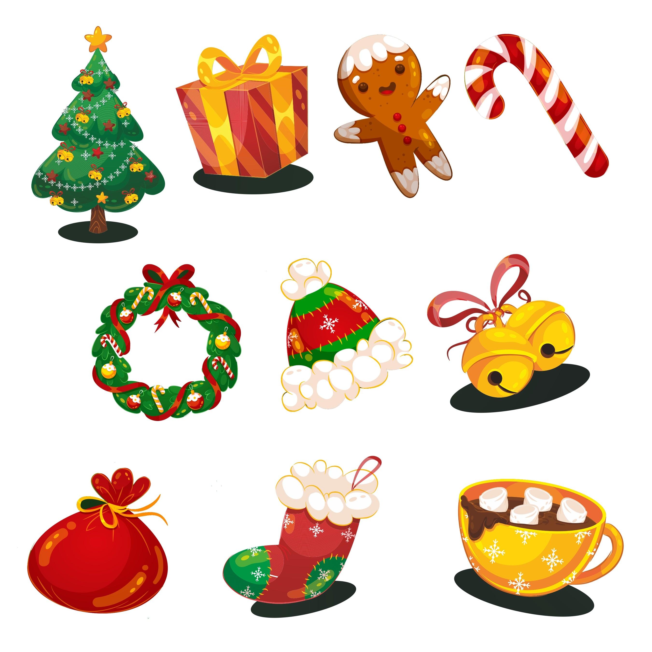 Christmas Theme Paper Cutouts for Homes, Parties, Window Display, Retail Decor - Pack of 10 DECORATIONS Pretty UR Party