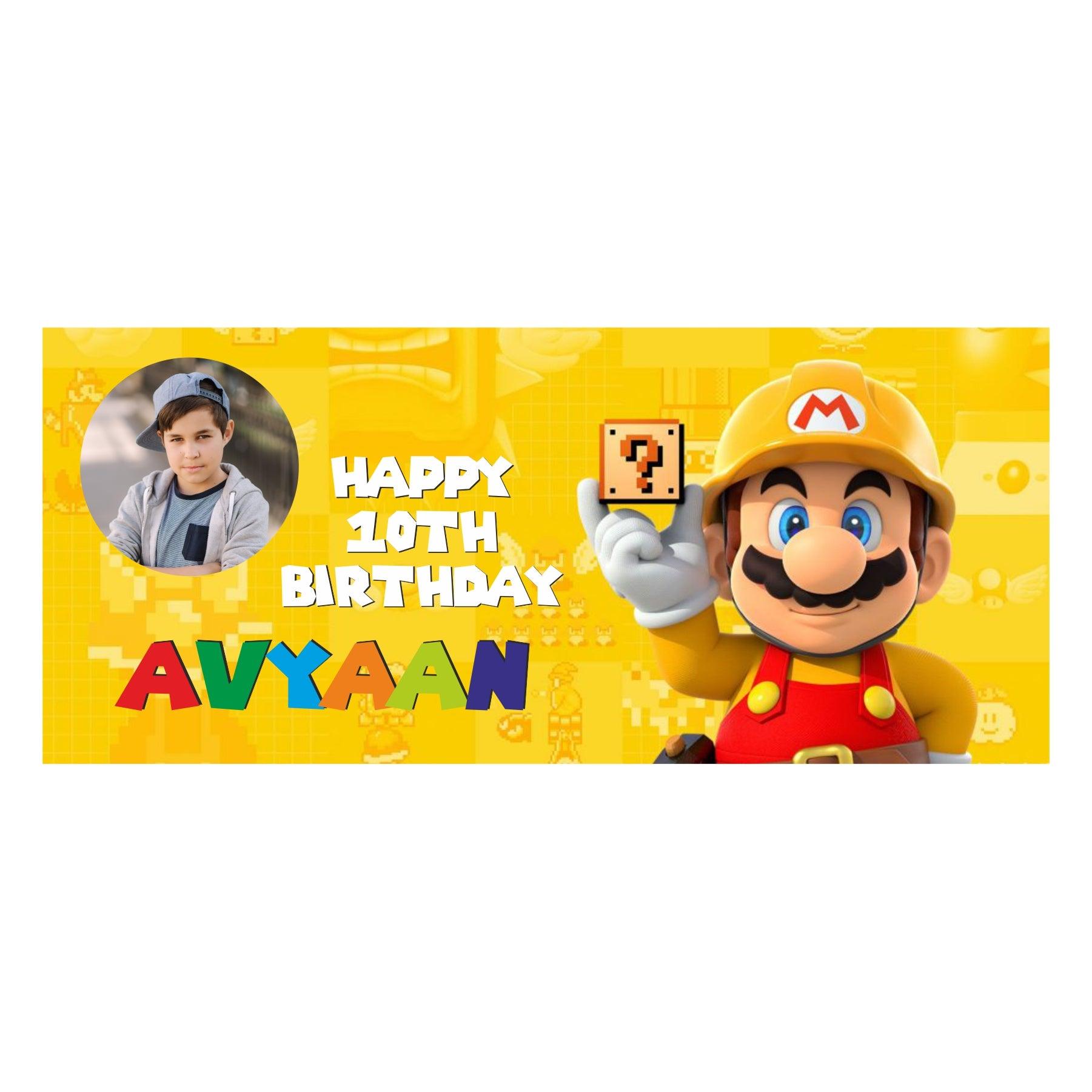 Personalized Mario Bros Theme Banner - 13 x 30 inch ALL PARTY SUPPLIES Pretty UR Party