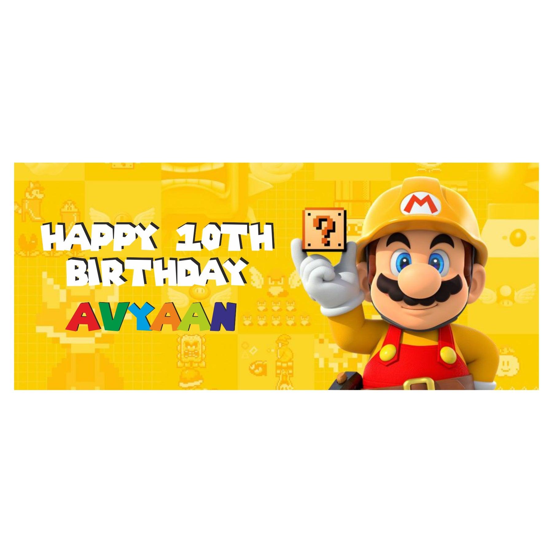 Personalized Mario Bros Theme Banner - 13 x 30 inch ALL PARTY SUPPLIES Pretty UR Party