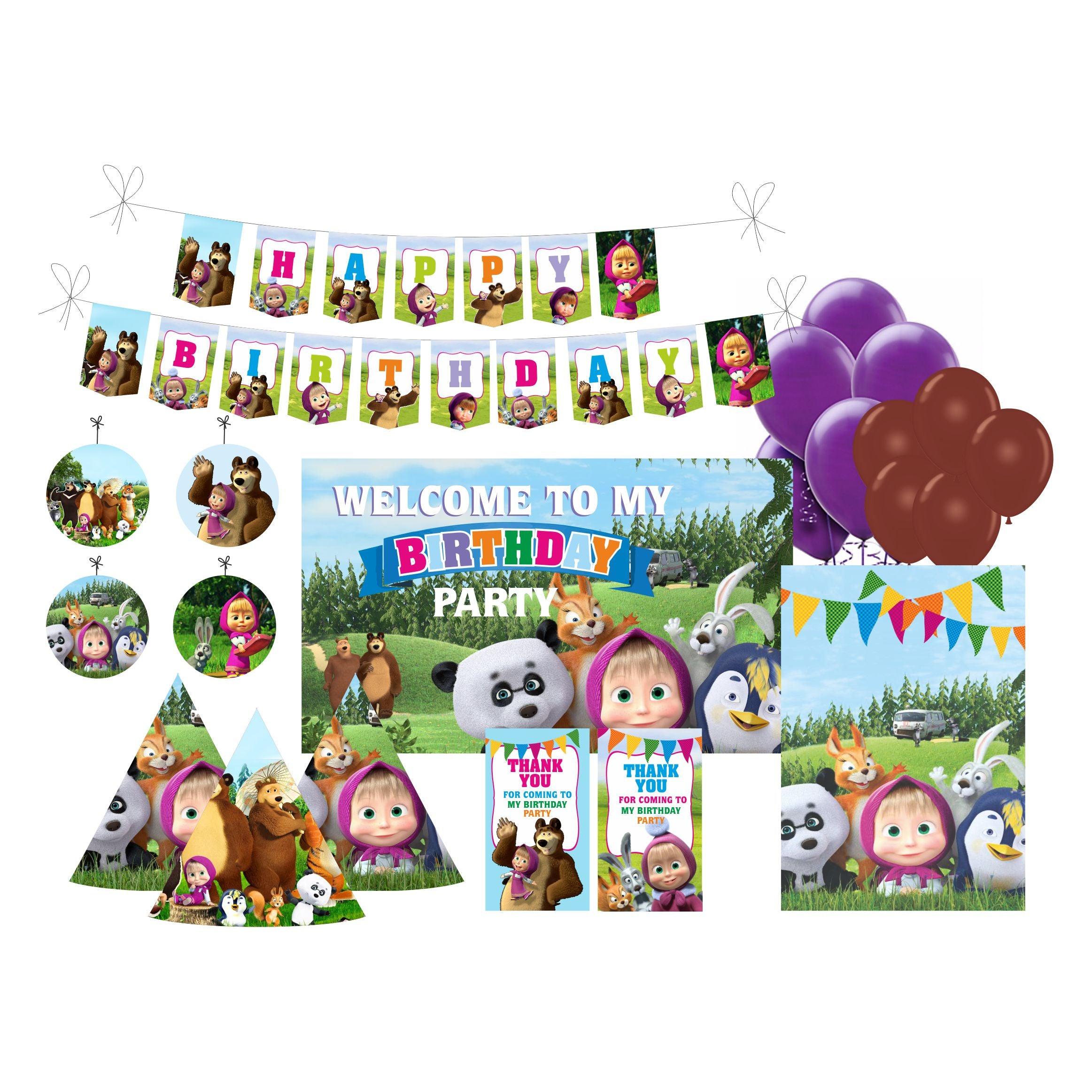 Masha and The Bear Decorations Package - 80 pieces BIRTHDAYS Pretty UR Party