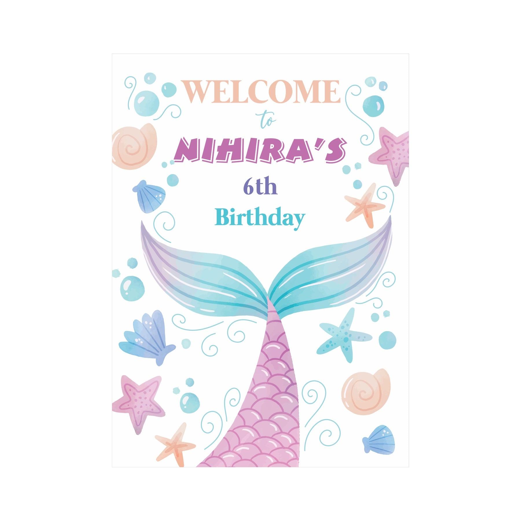 Mermaid Welcome Board THEME PARTIES Pretty UR Party