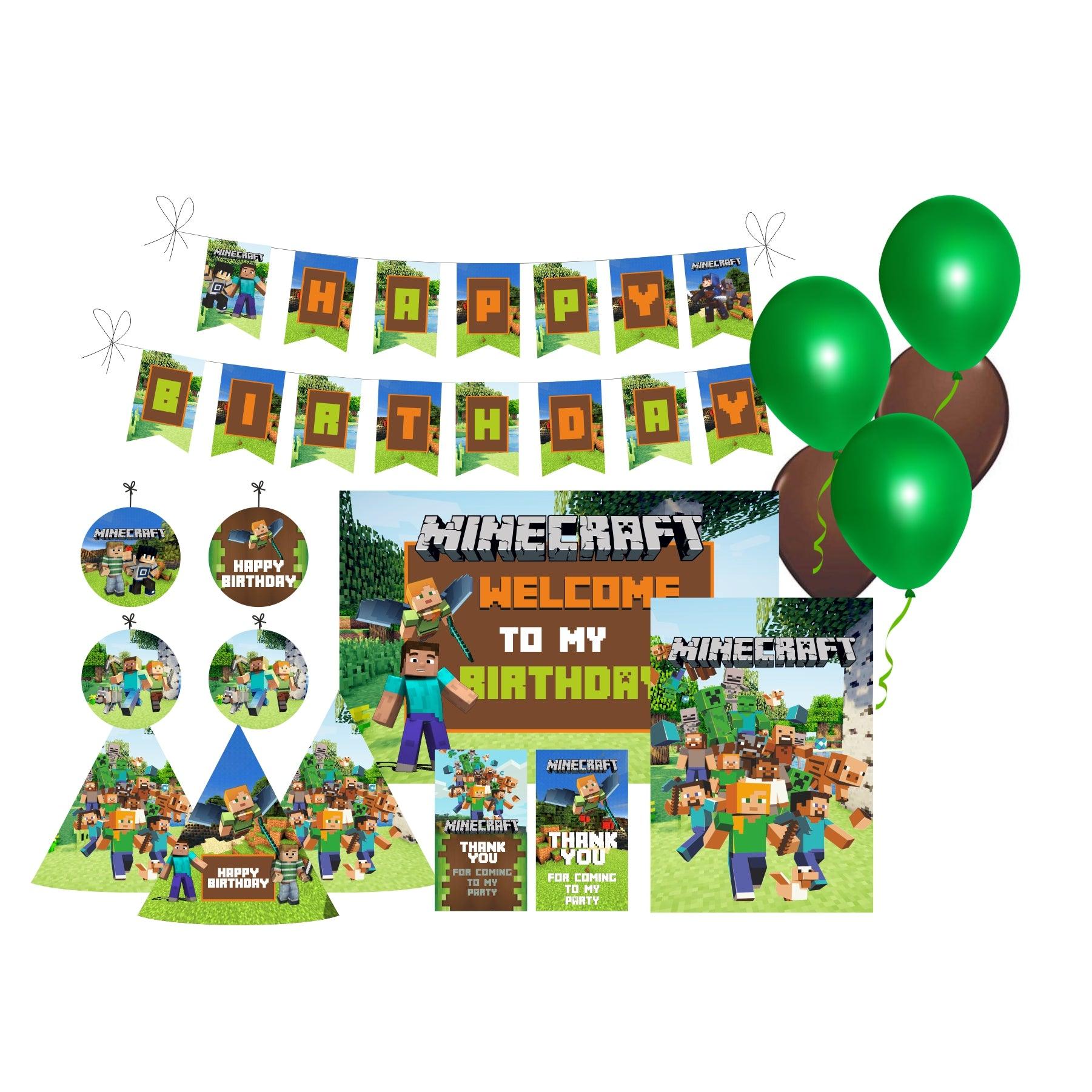 Minecraft Party Decorations Kit - 80 pieces Combo Pack BIRTHDAYS Pretty UR Party