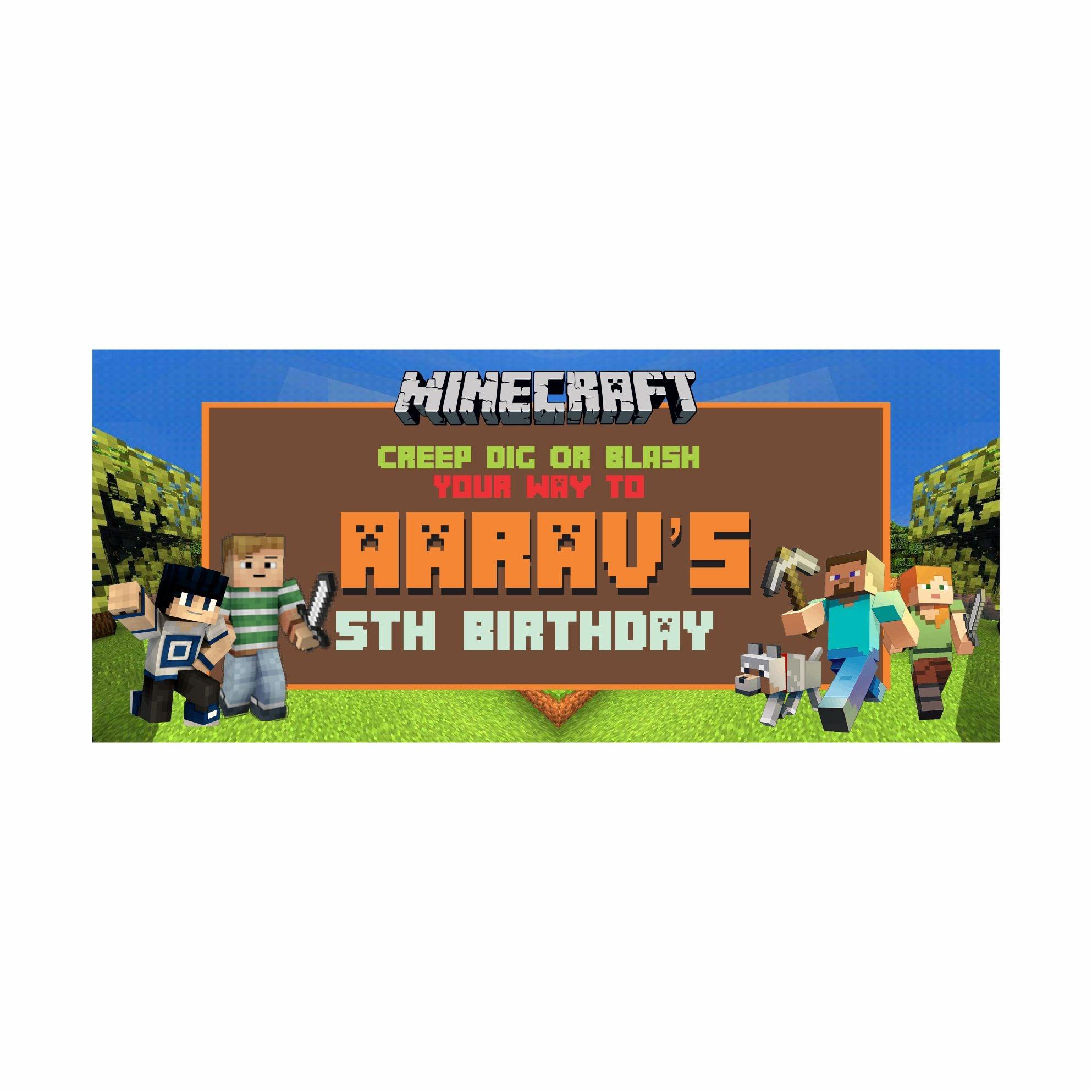 Personalized Minecraft Theme Banner 30in ALL PARTY SUPPLIES Pretty UR Party