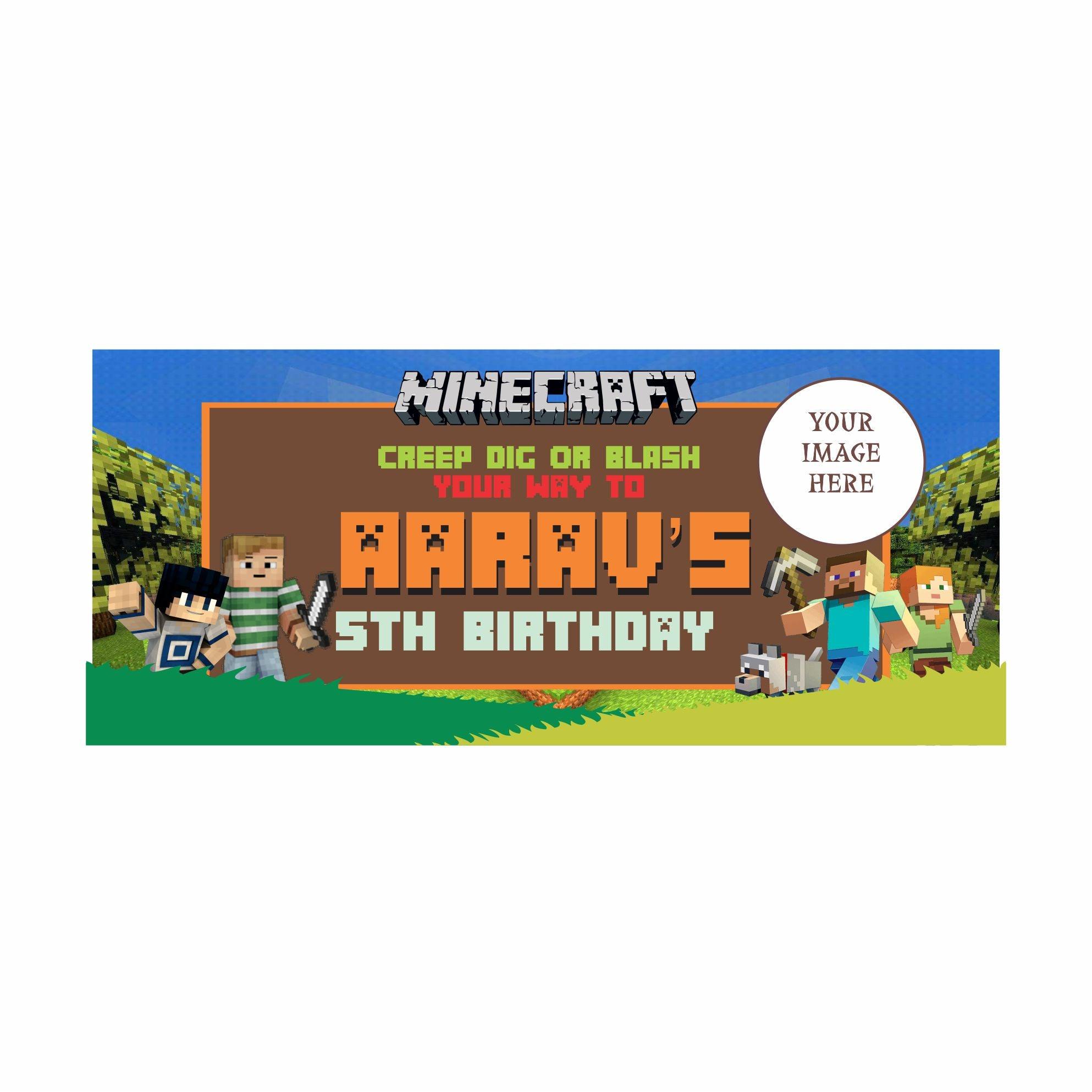 Personalized Minecraft Theme Banner 30in ALL PARTY SUPPLIES Pretty UR Party