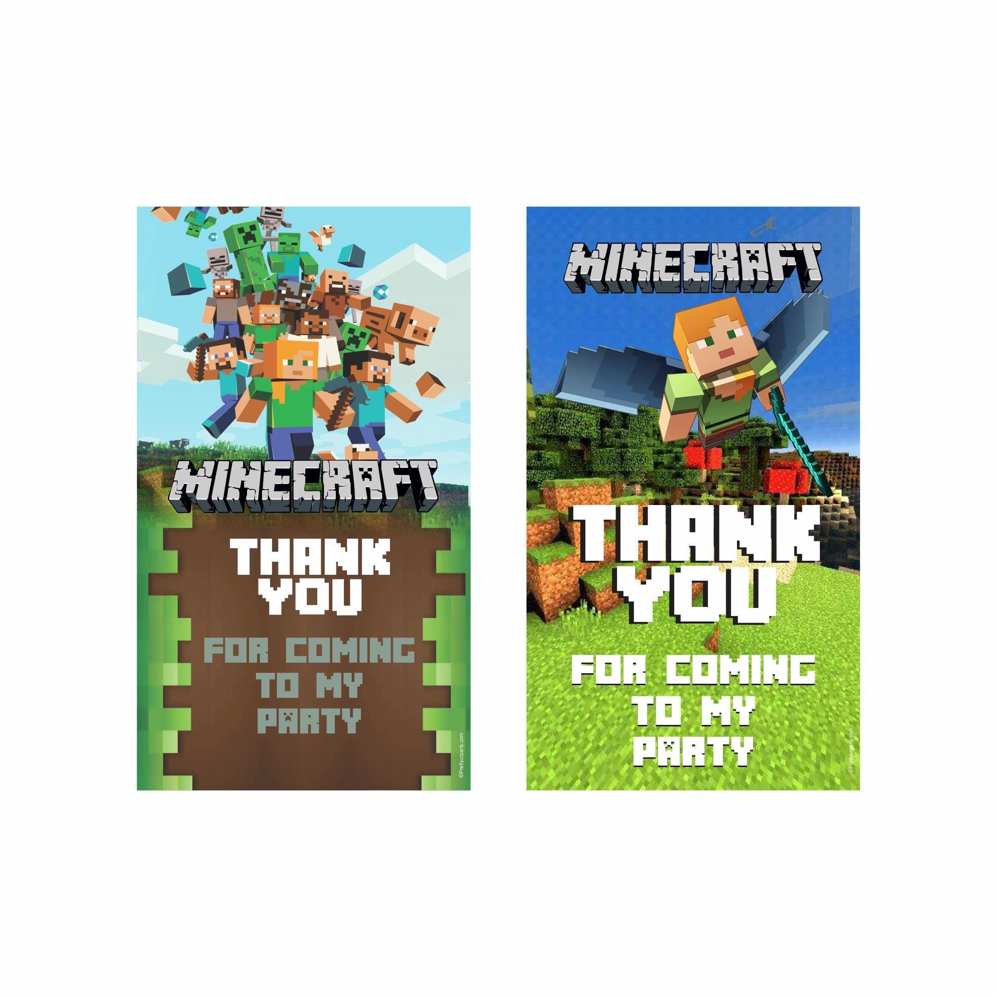 Minecraft Theme Thank you Tags THEME PARTIES Pretty UR Party