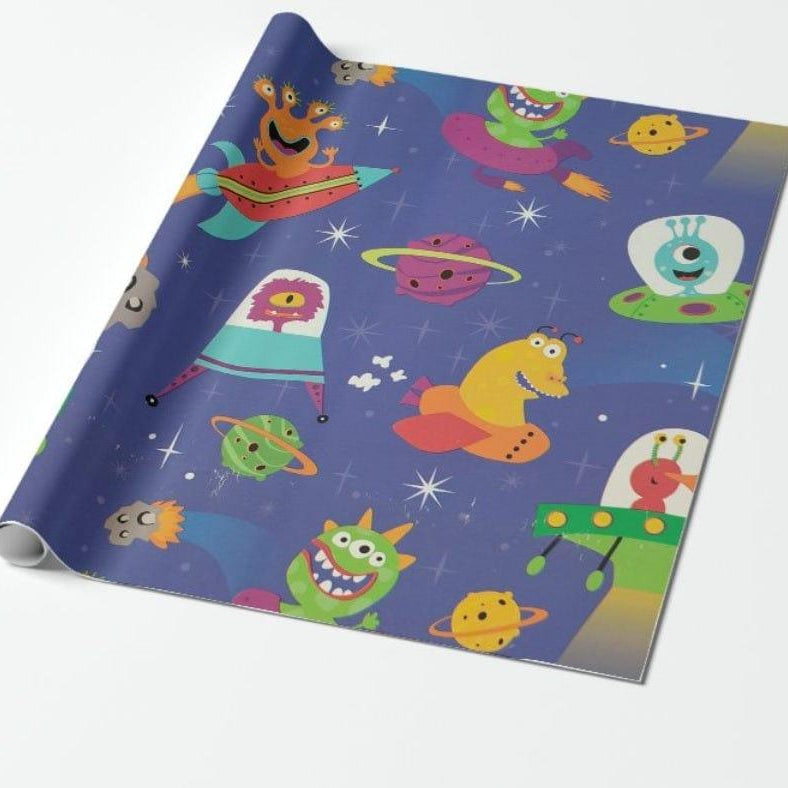 Space Monsters Wrapping Paper (Pack of 5) ACCESSORIES Pretty UR Party