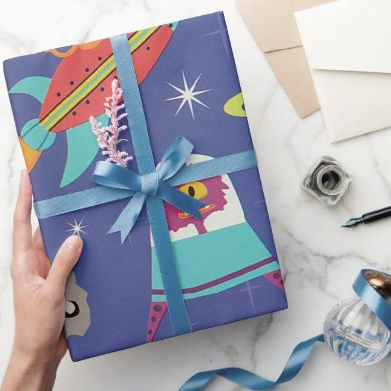 Space Monsters Wrapping Paper (Pack of 5) ACCESSORIES Pretty UR Party