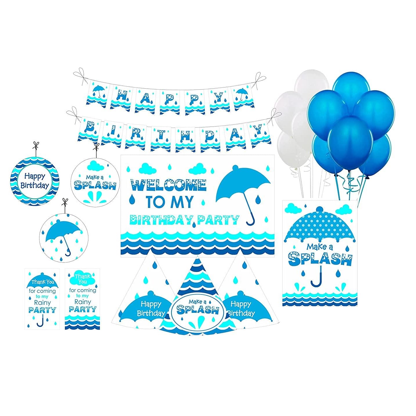 Monsoon Party Decorations Kit - 80 Pieces Combo Pack BIRTHDAYS Pretty UR Party