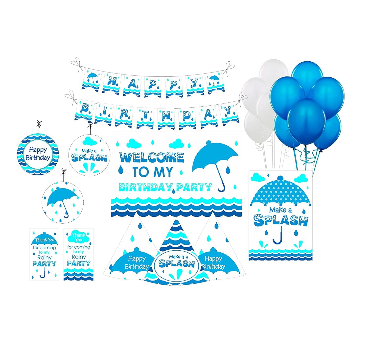 Monsoon Party Decorations Kit - 80 Pieces Combo Pack BIRTHDAYS Pretty UR Party