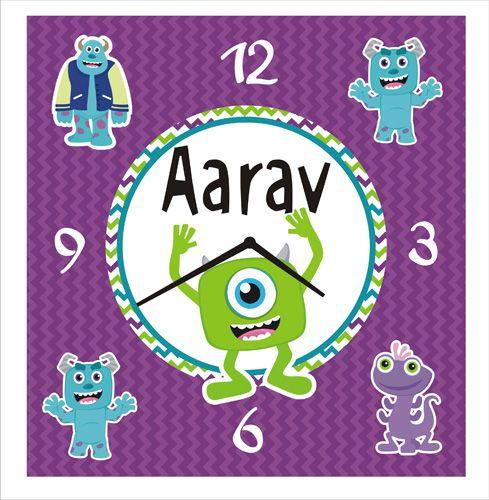 Personalised Monster Clock THEME PARTIES Pretty UR Party